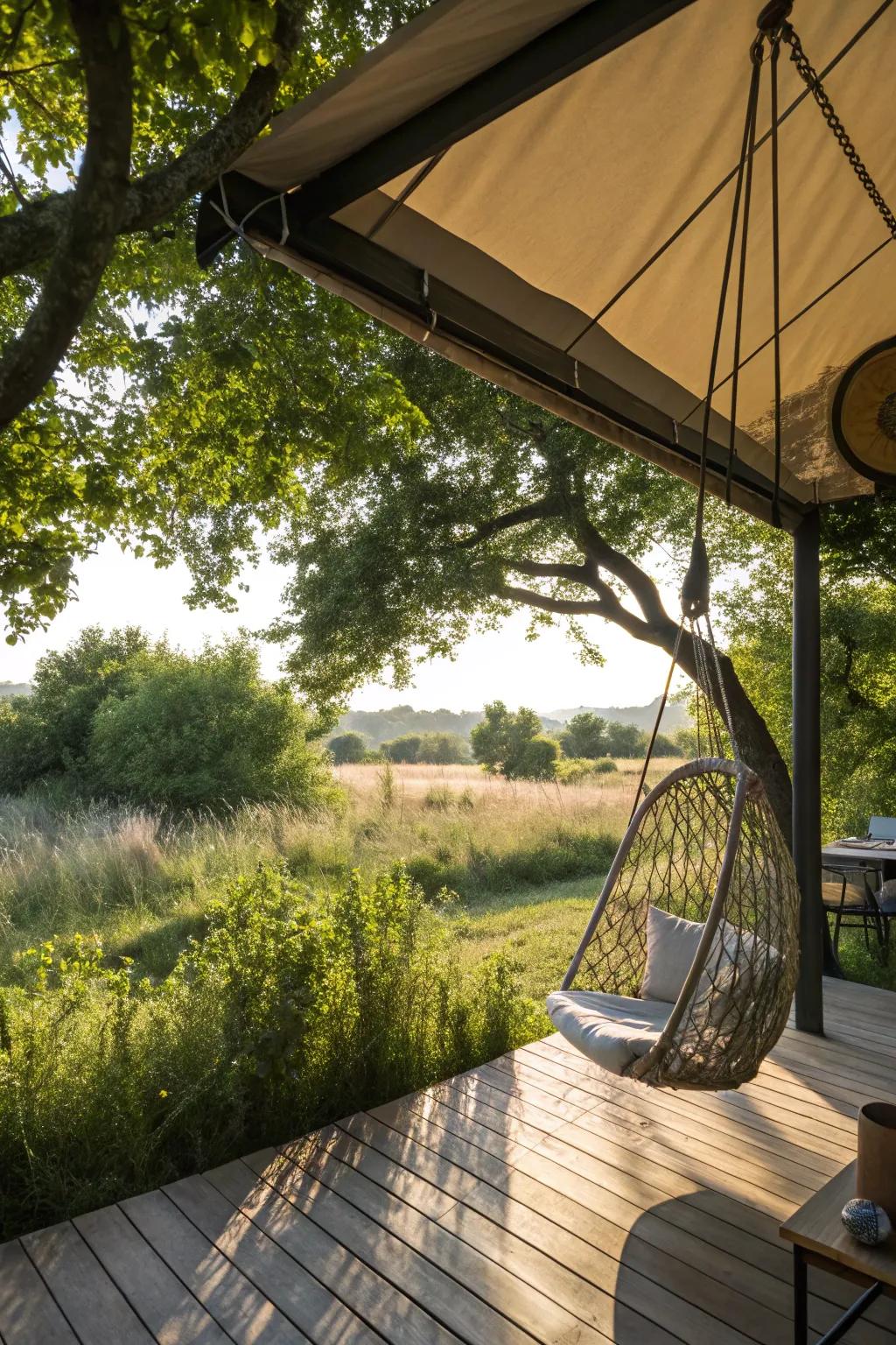 In a relaxing swing seat, let your worries fade away.