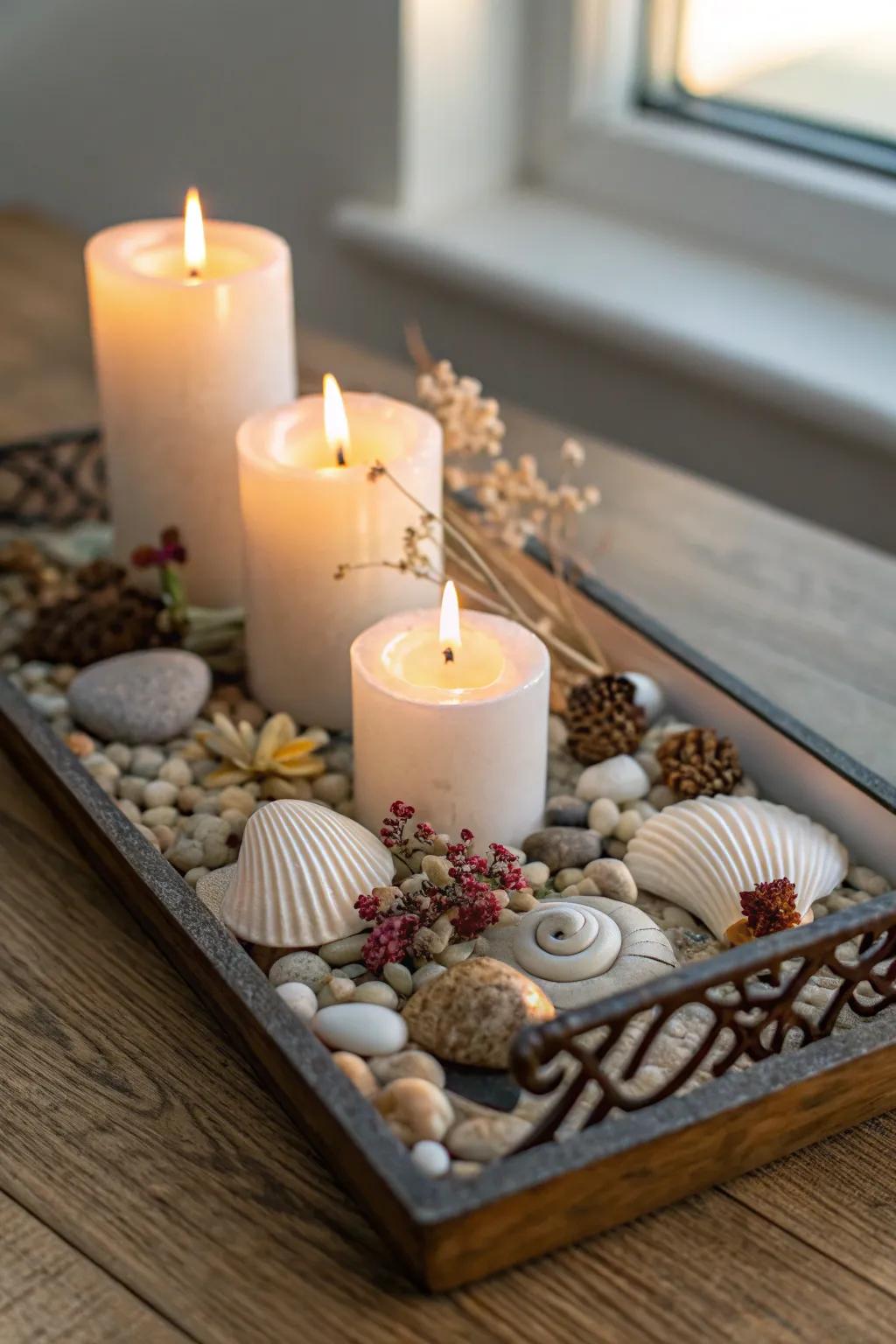 An ornament tray showcasing flames with personal touches.