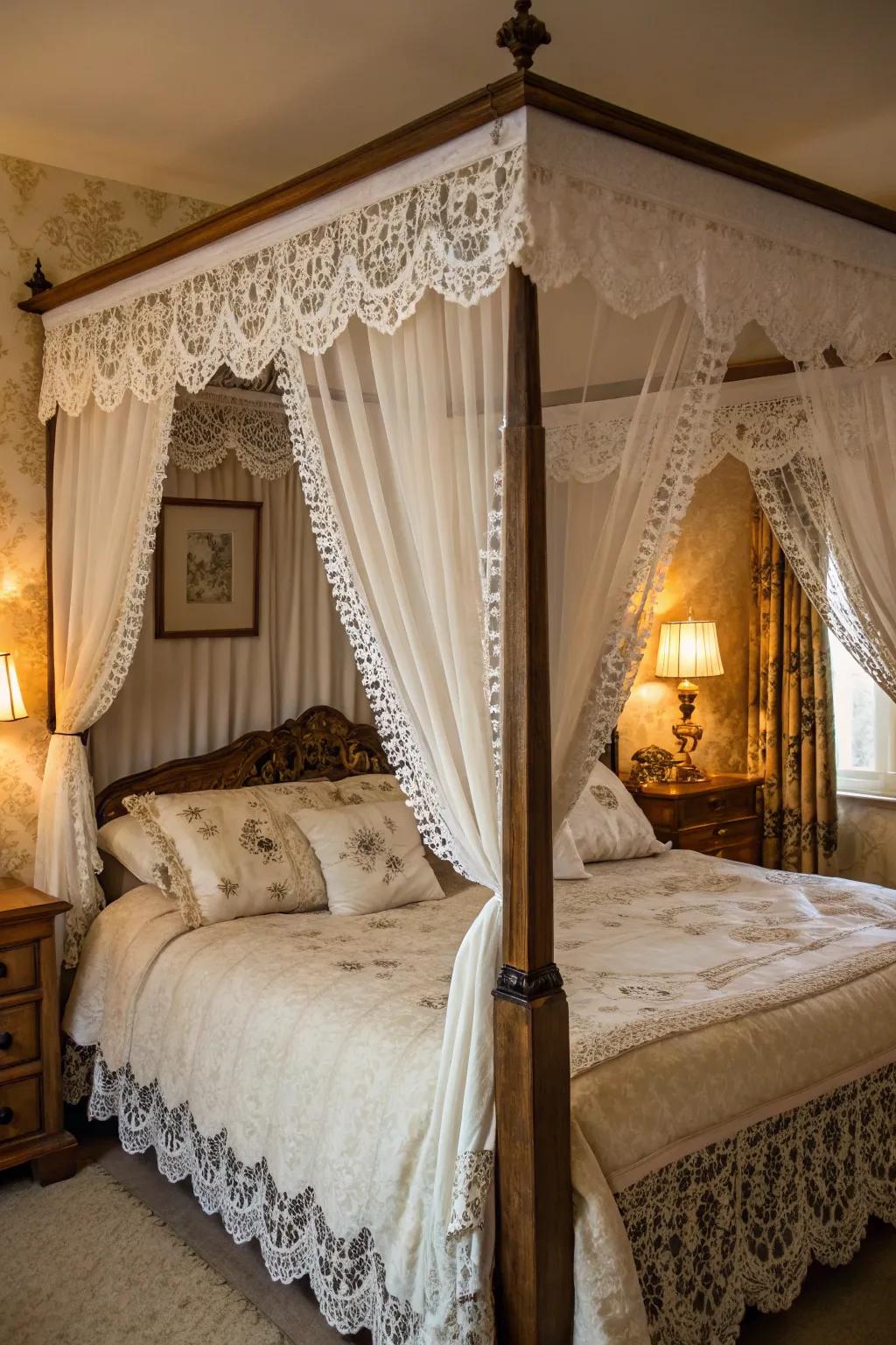 Delicate fabric adds retro charm and elegance.