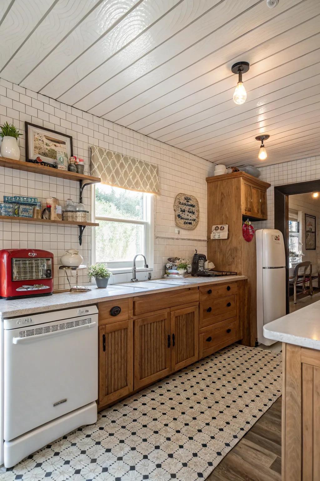 Grooved panels add vintage charm to any space.