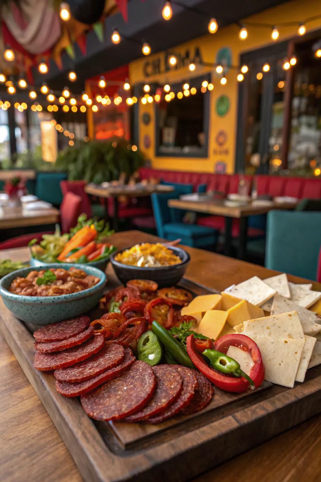 Fiesta vibes with seasoned meats and vibrant bell peppers.