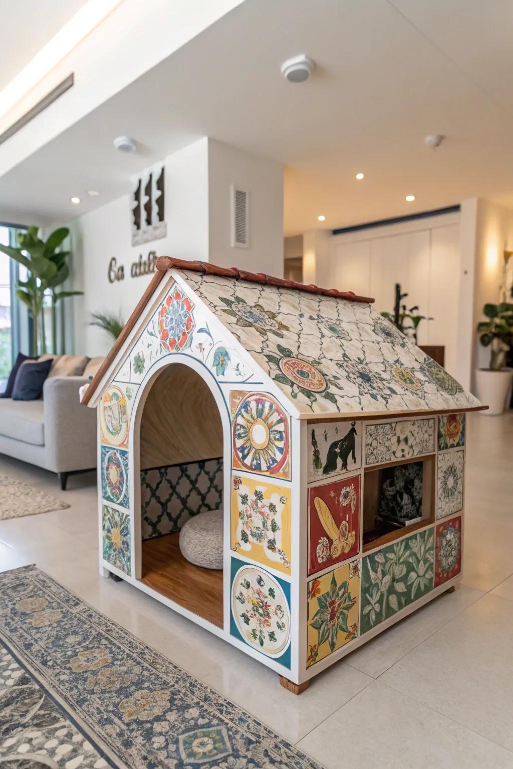 Make your dog kennel a focal point with creative touches.