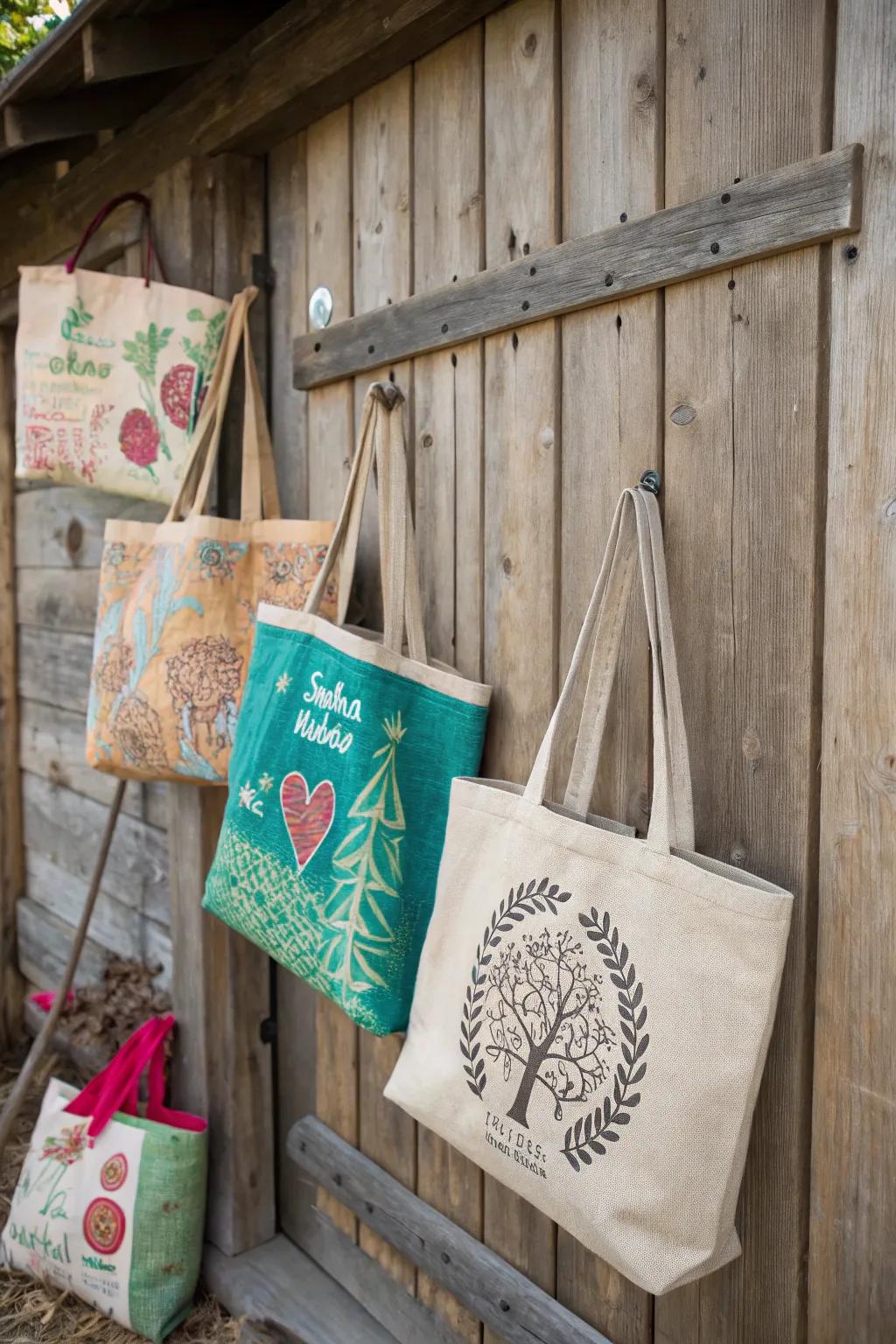 Eco-chic carry bags are stylish and sustainable wedding favors.