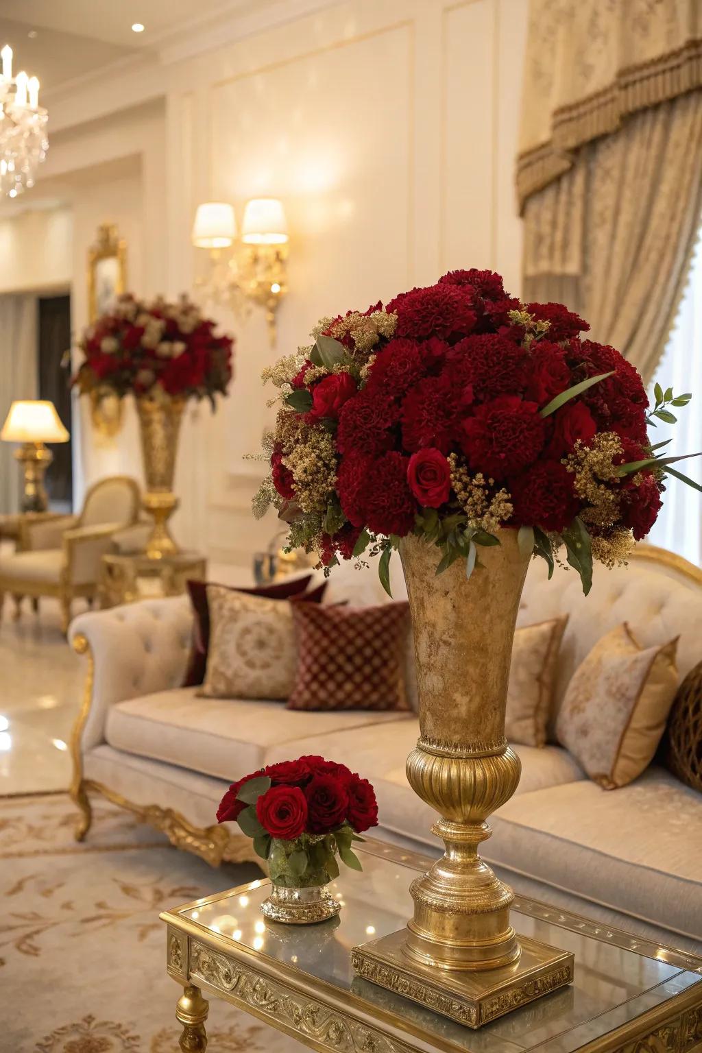 Gilded accents append a dimension entailing opulence towards celebratory compositions.