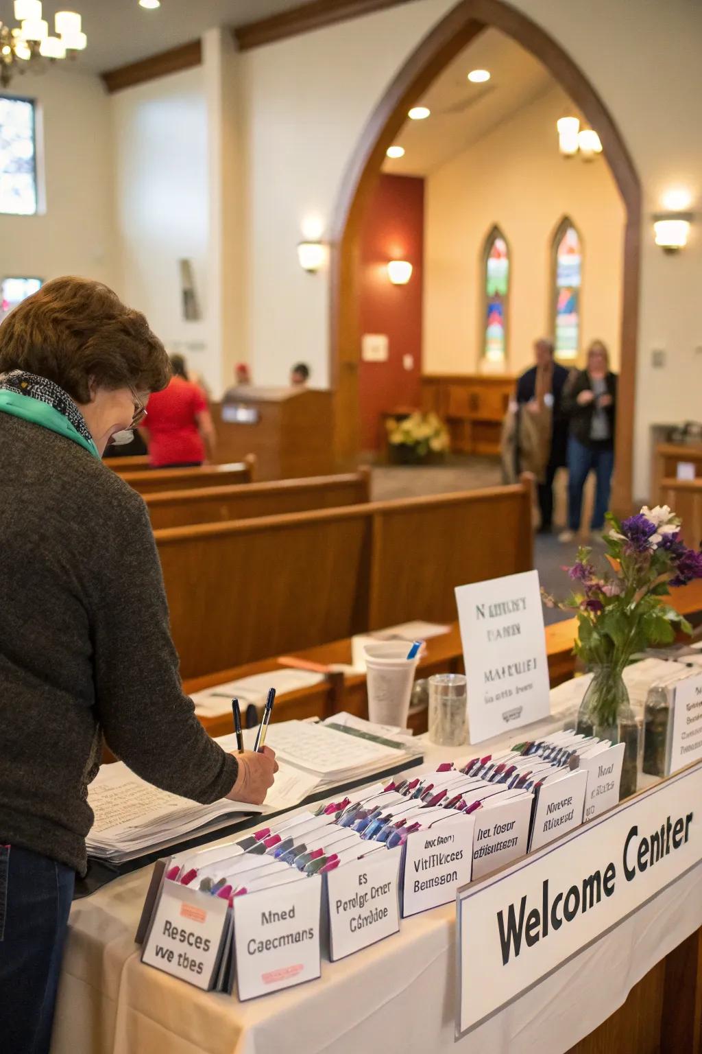 Identification badges help visitors feel acknowledged and welcome.
