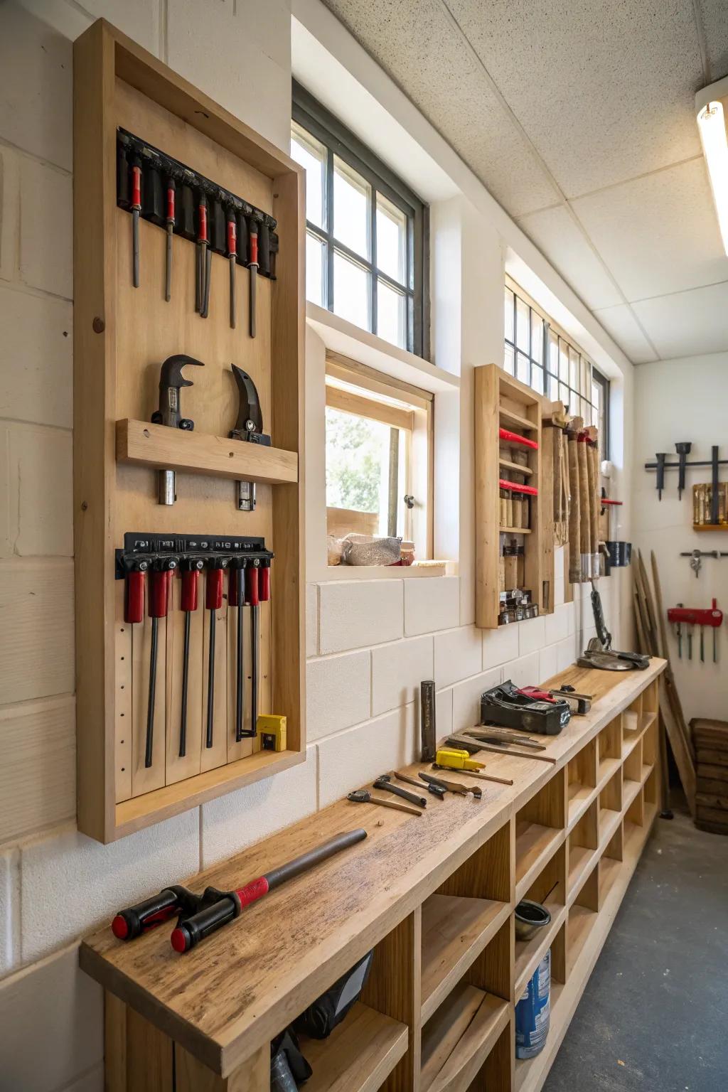 Recessed niches provide a streamlined and integrated arrangement option.