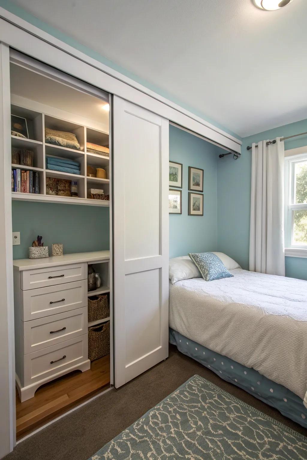 Recessed panels maximize spatial dimensions through their sleek design.