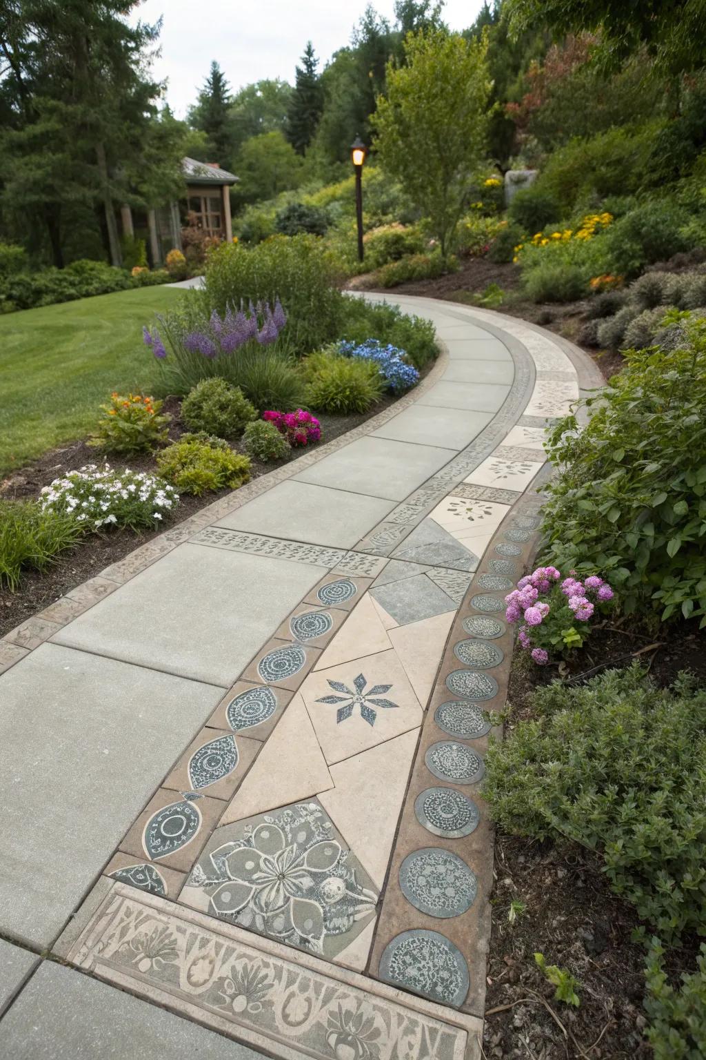 Elevate your walkway utilizing artistic inlays.