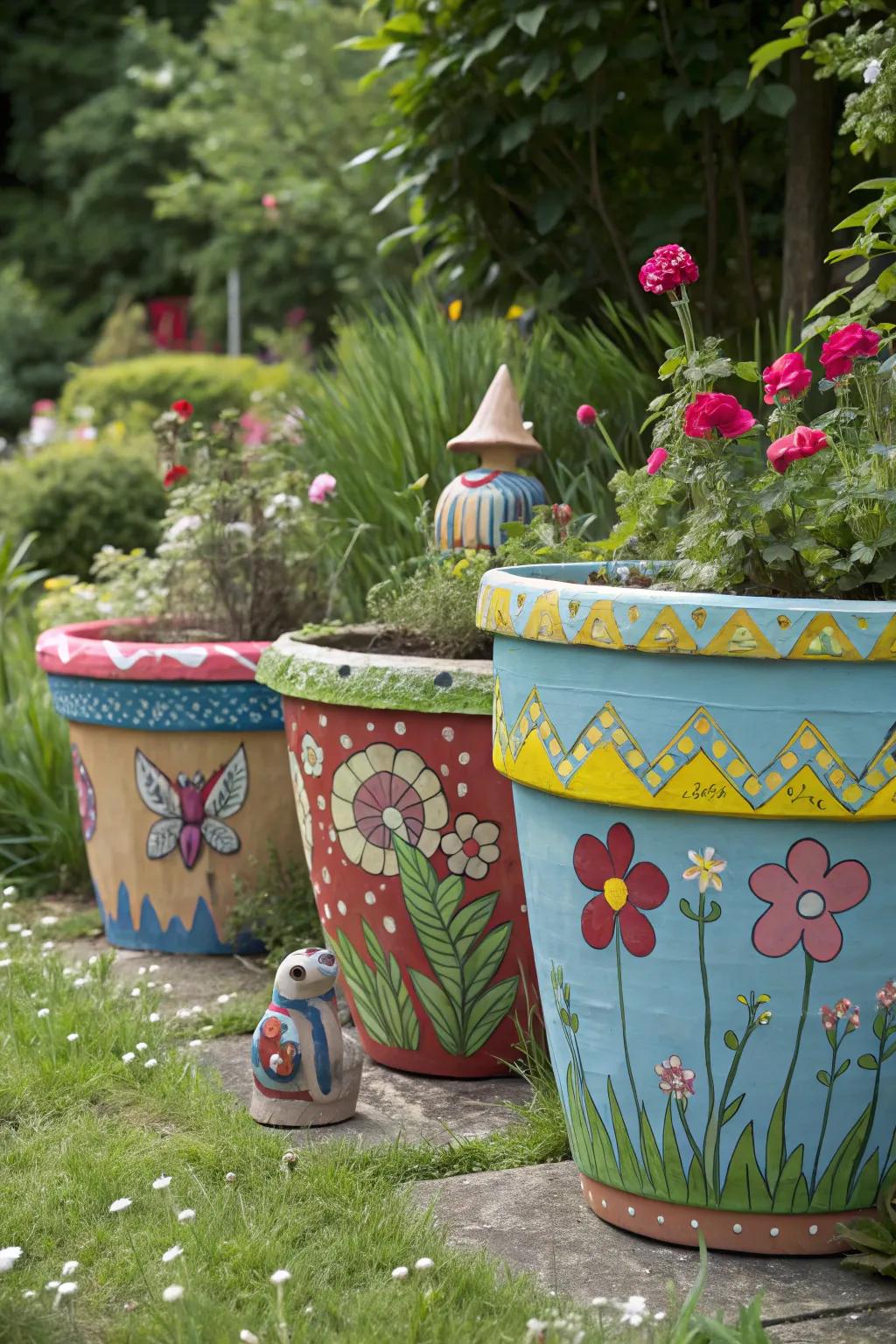 Artistic elements in container gardening.