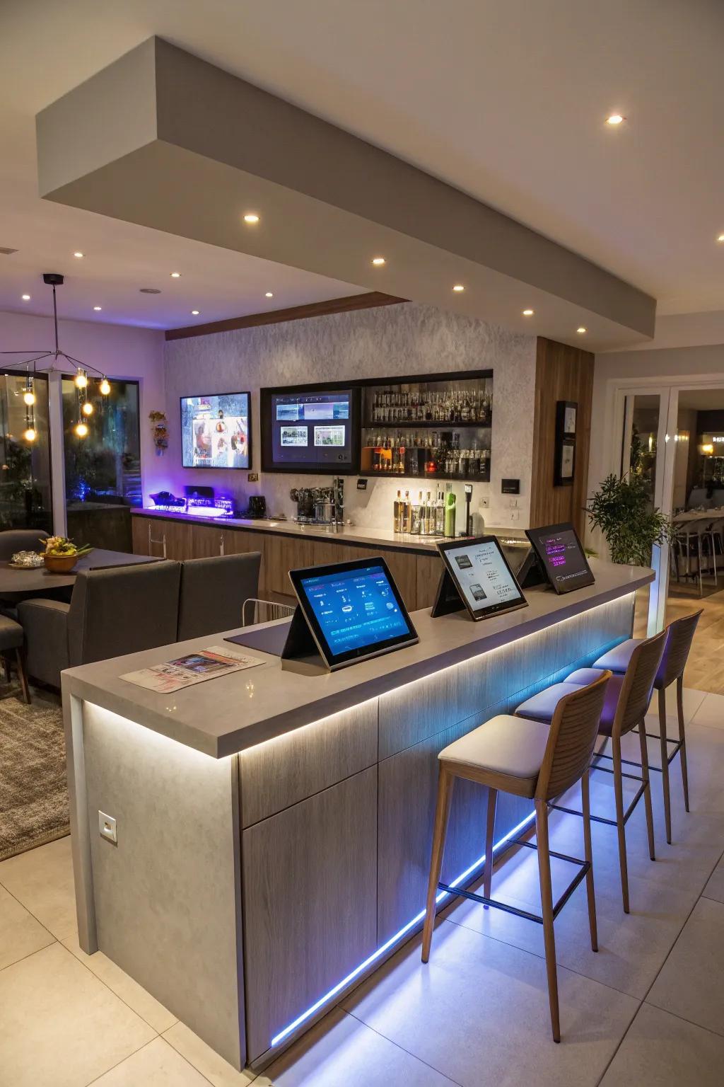 Technology enhances the modern bar experience.