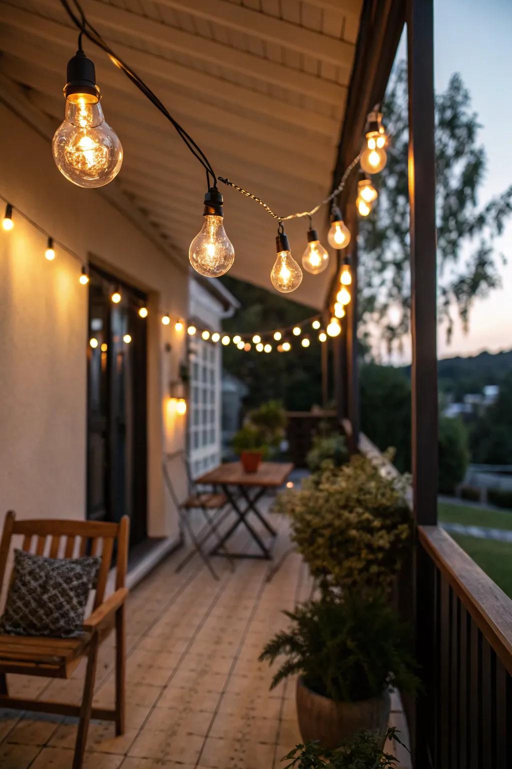 A nostalgic glow from period-style bulbs.