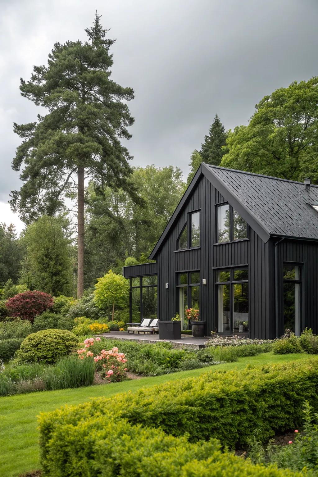 Black siding: a bold declaration of modern elegance and style.