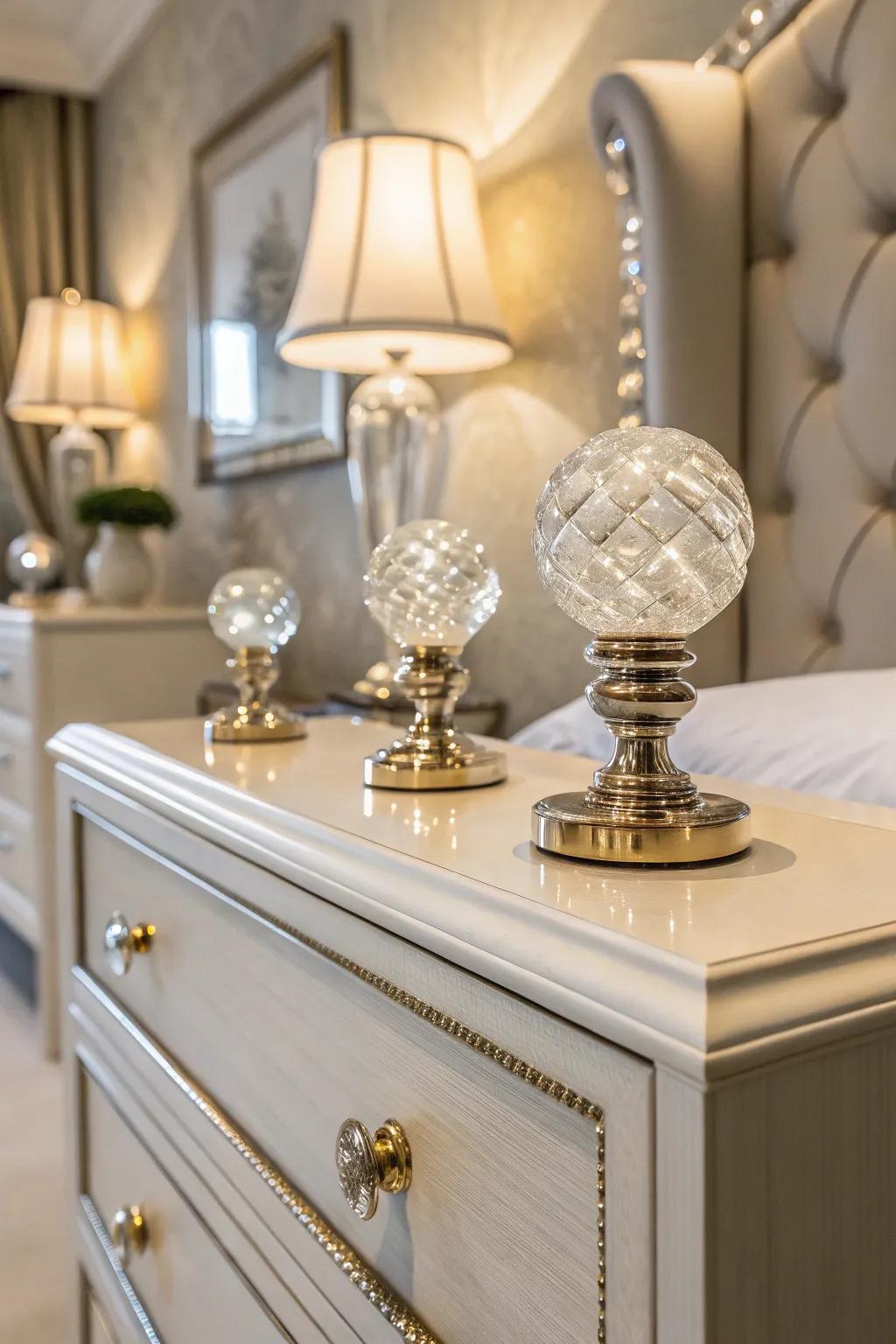 Gemstone handles can transform ordinary furniture into luxurious pieces.