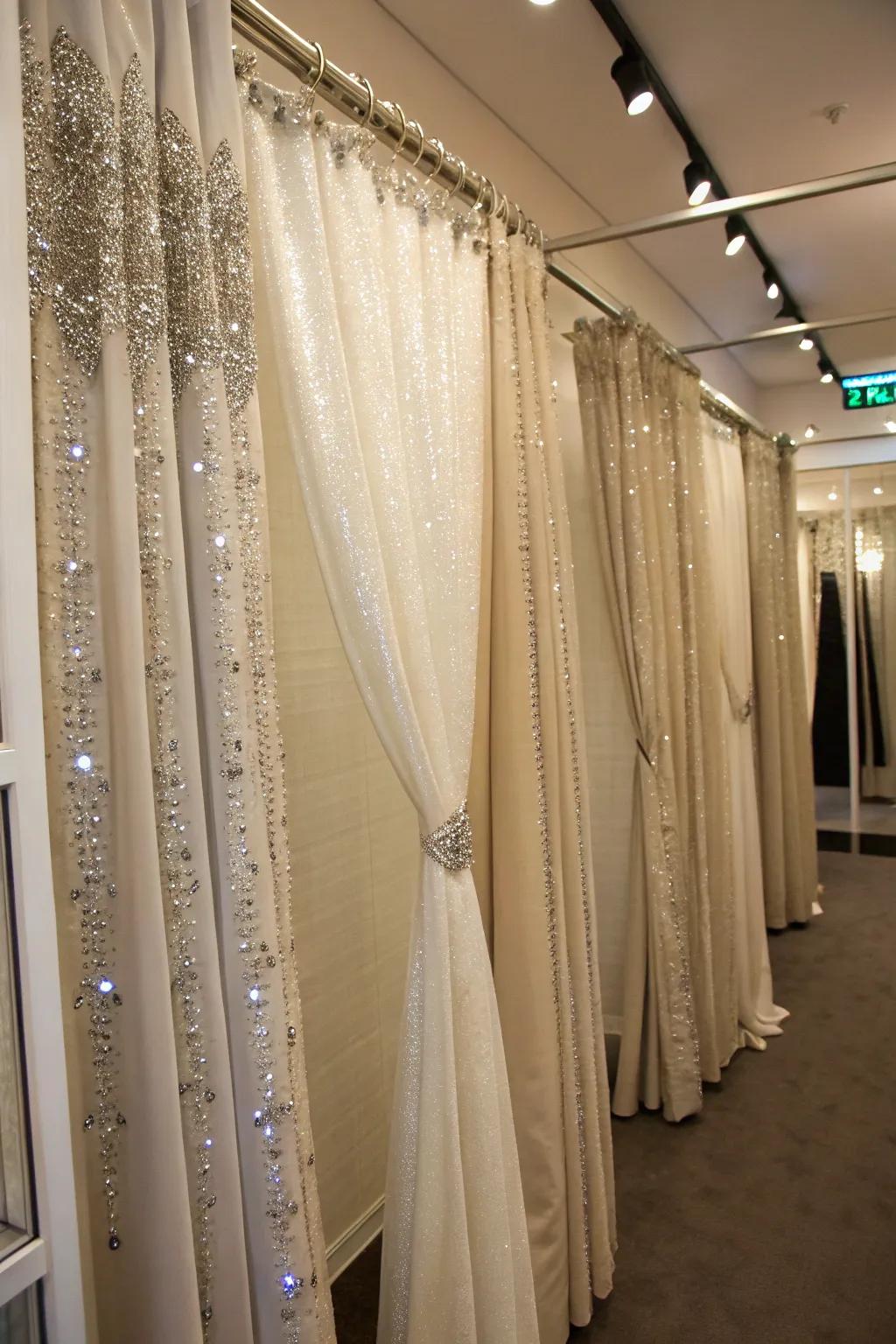 Enchanting drapes with prism orb embellishments.