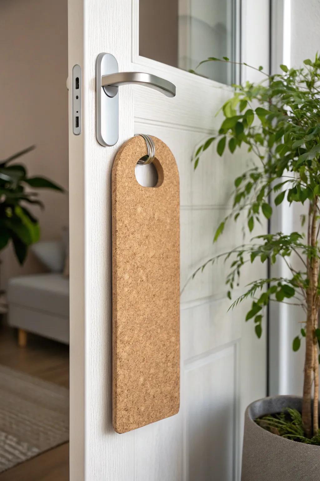 An environmentally sound bark door hanger that showcases sustainable style.
