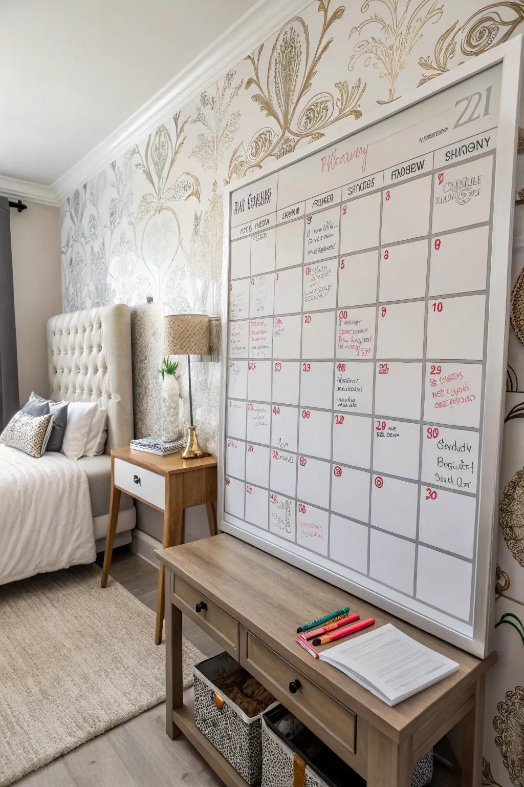 Keep your month organized with a dedicated calendar section.