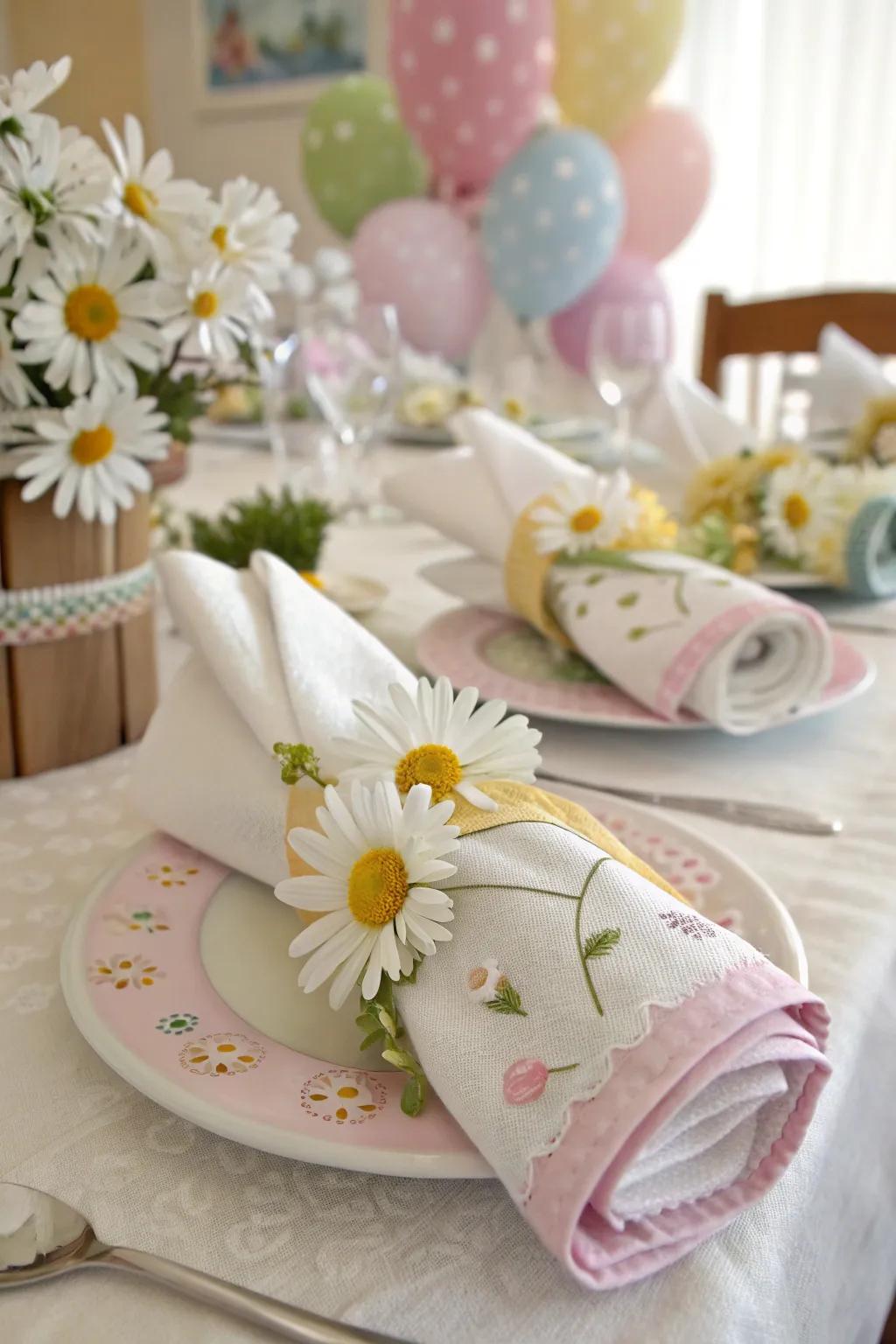 Incorporate elegance with bloom napkin holders.