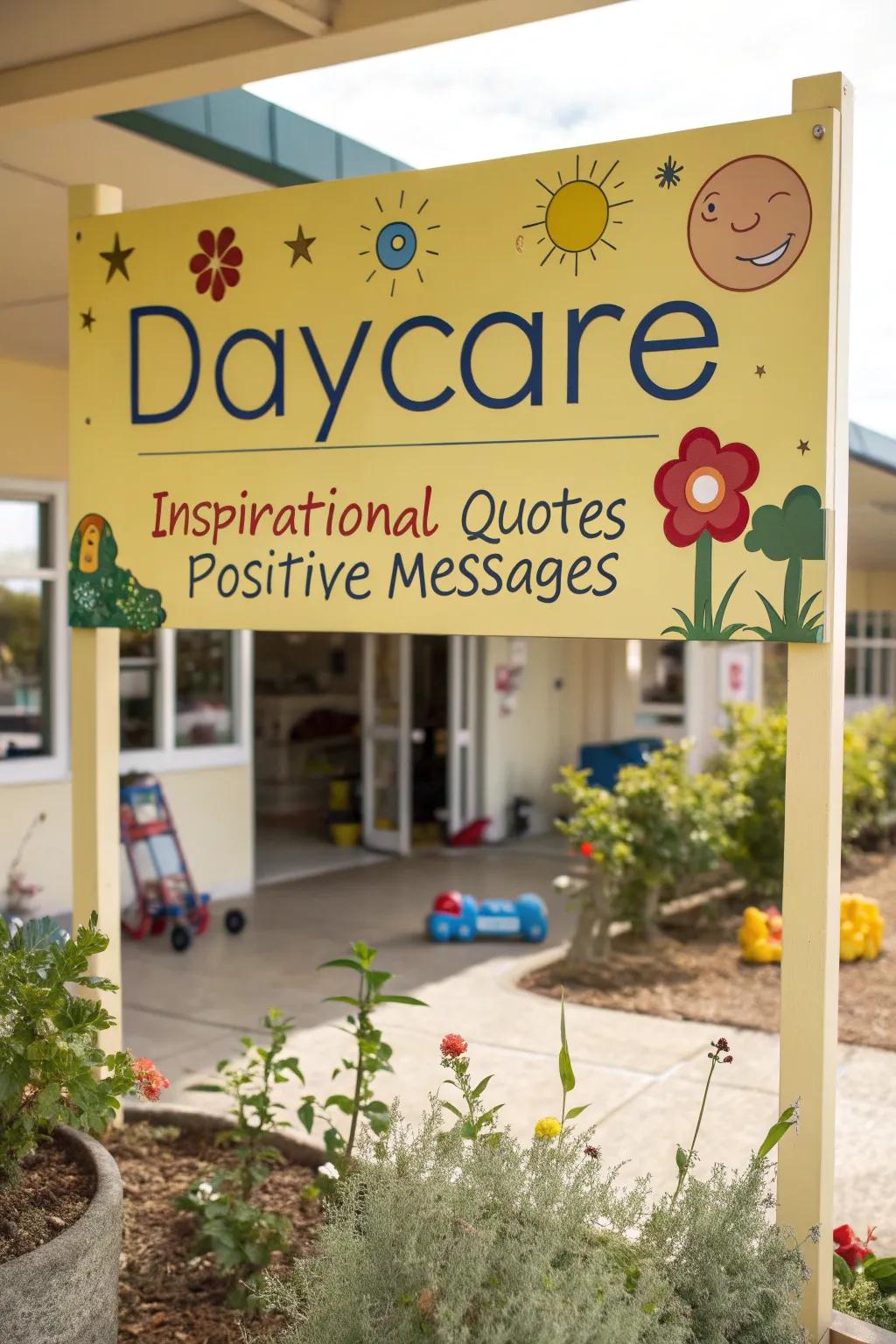 Inspirational excerpts on the daycare marker uplift and motivate visitors.