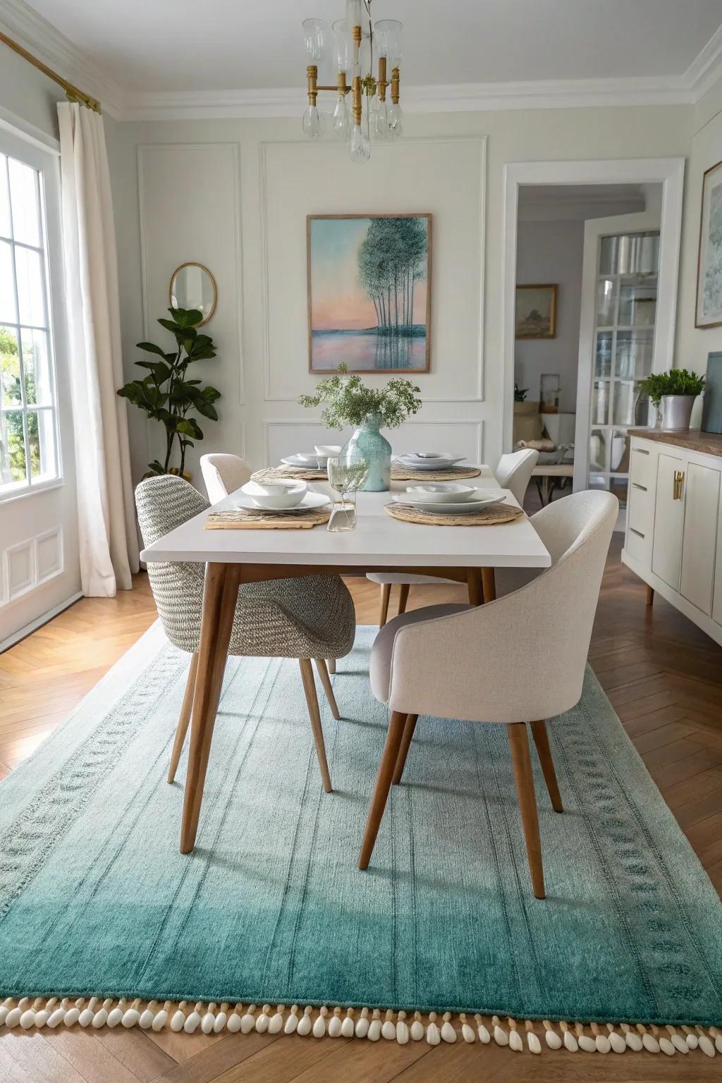 Incorporate movement with an ombre rug.