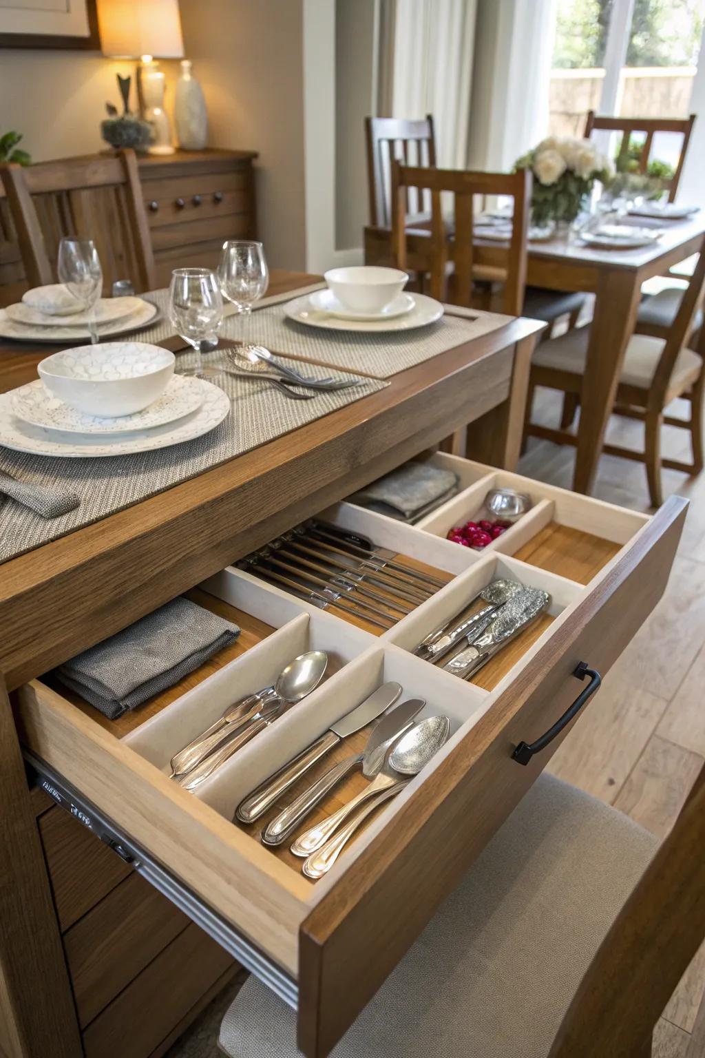 Drawer dividers ensure that smaller items are neatly organized and easily retrievable.