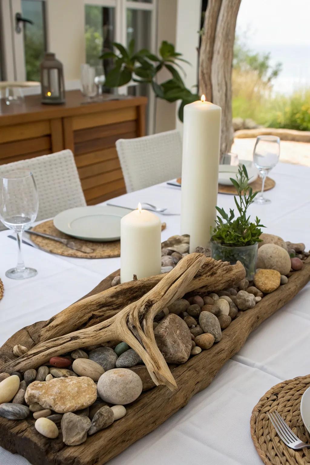 Natural components bring a soothing and earthy vibe to your dining table.