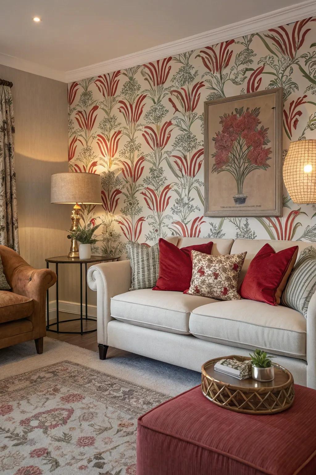 A striking accent wall that redefines the room's atmosphere and elevates its style.