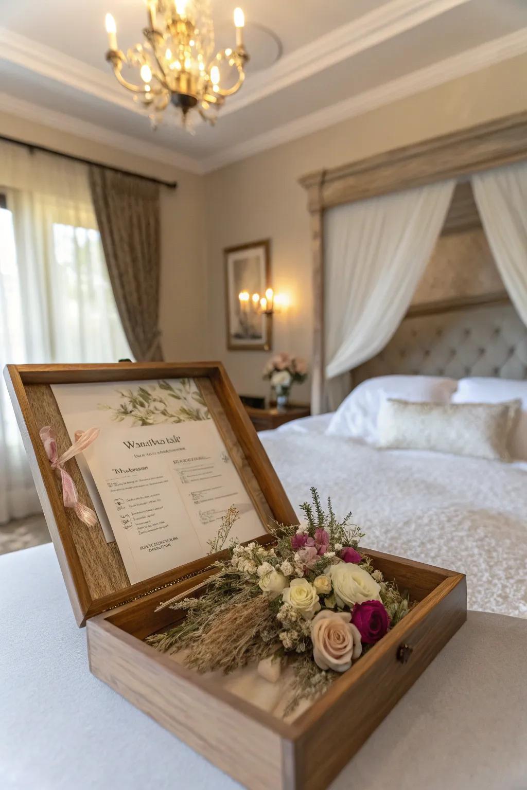 Honor your wedding day through a paired invitation and flowers.