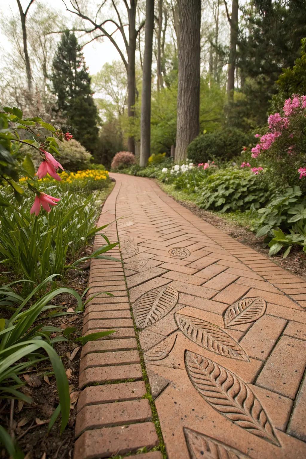 Pressed bricks adding unique character to a path.