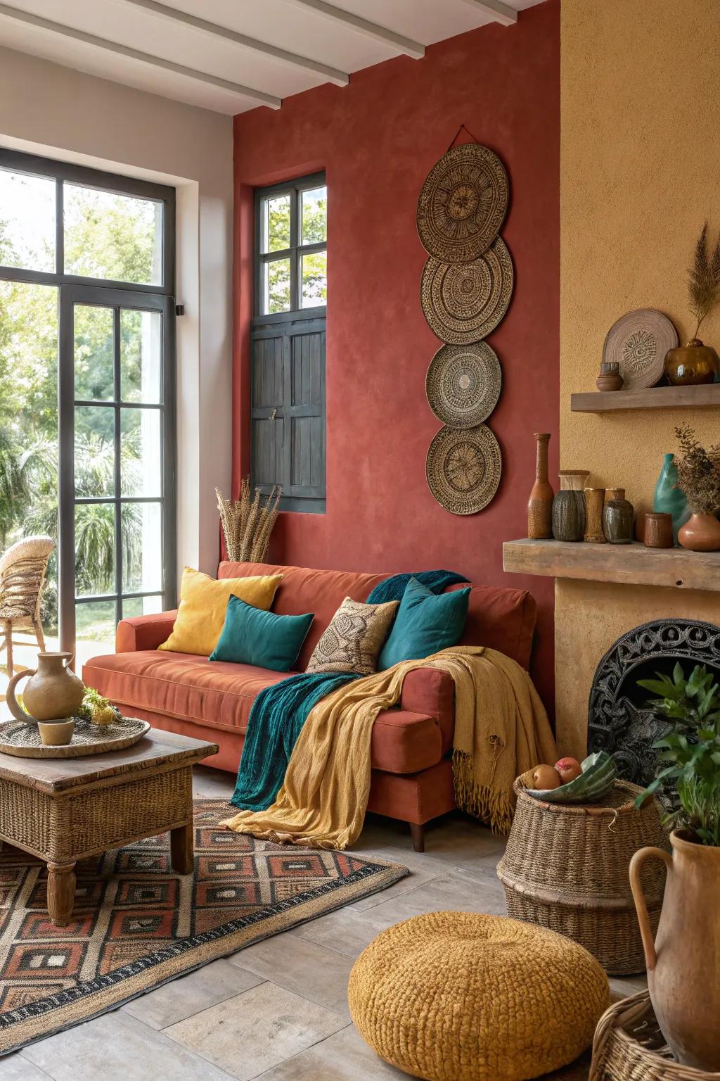 Layer shades of earth for a rich and welcoming space.