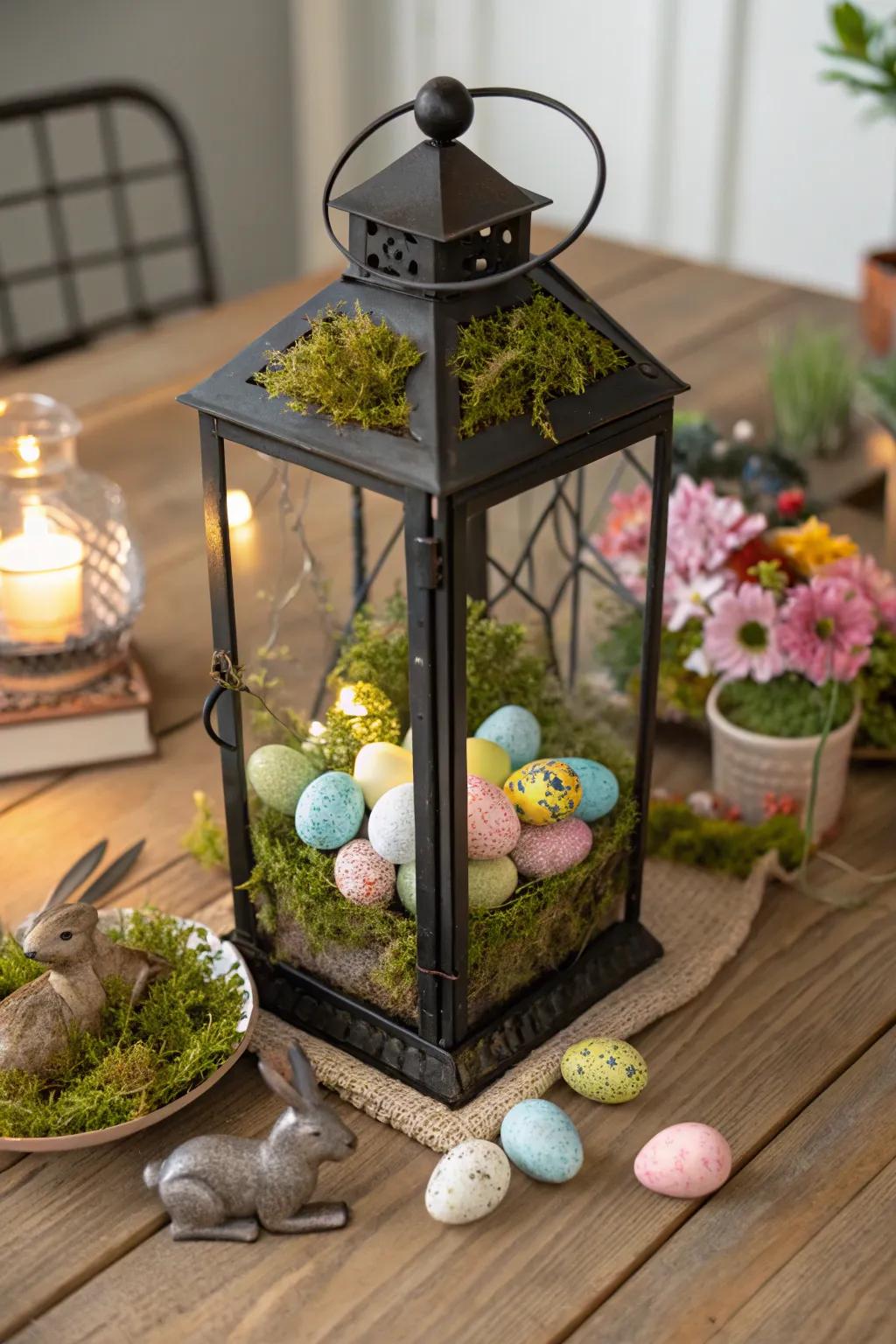 Plant fibers provide an organic foundation for your lantern's contents.