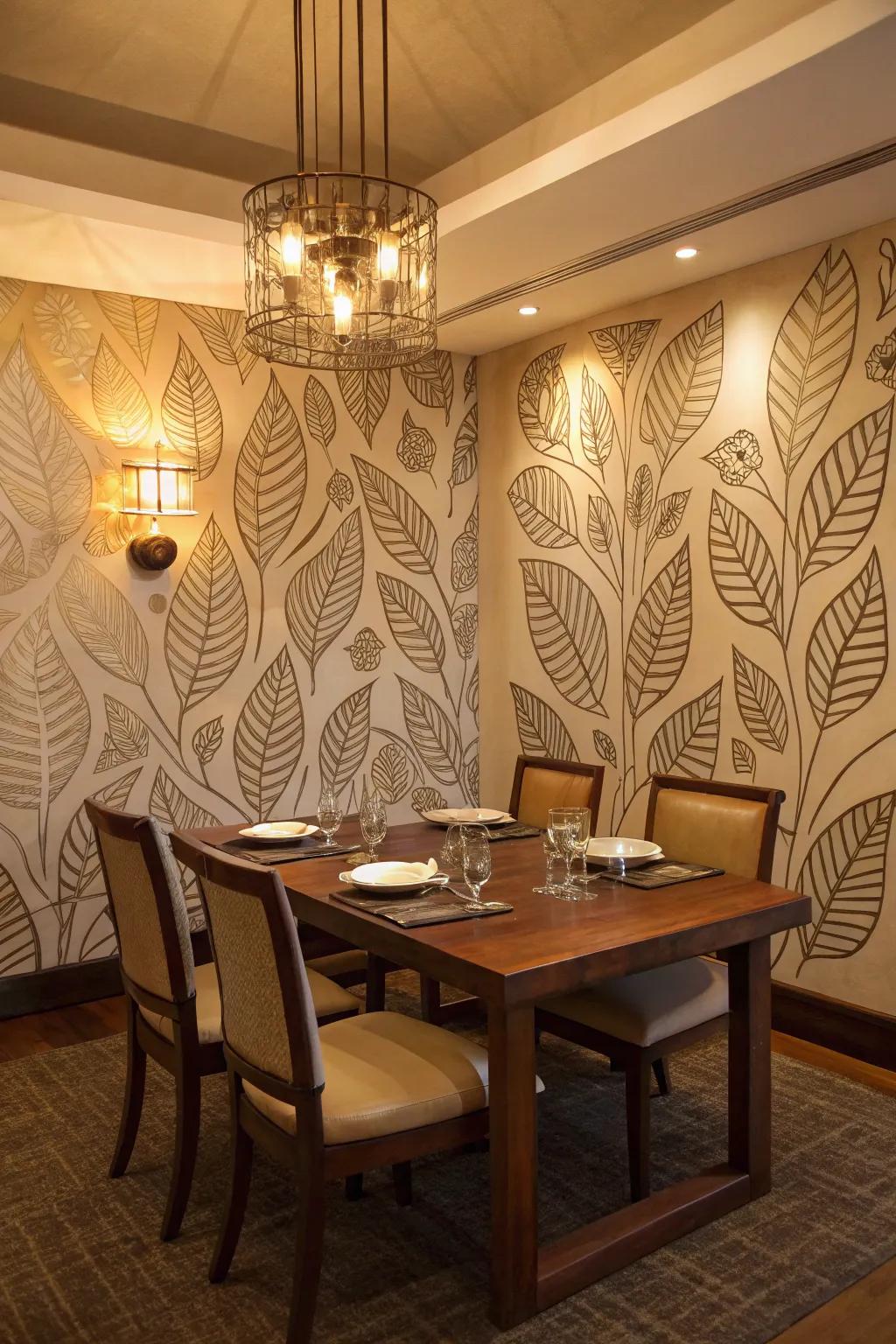 Template art offers a cost-effective way to simulate luxurious wallpaper.