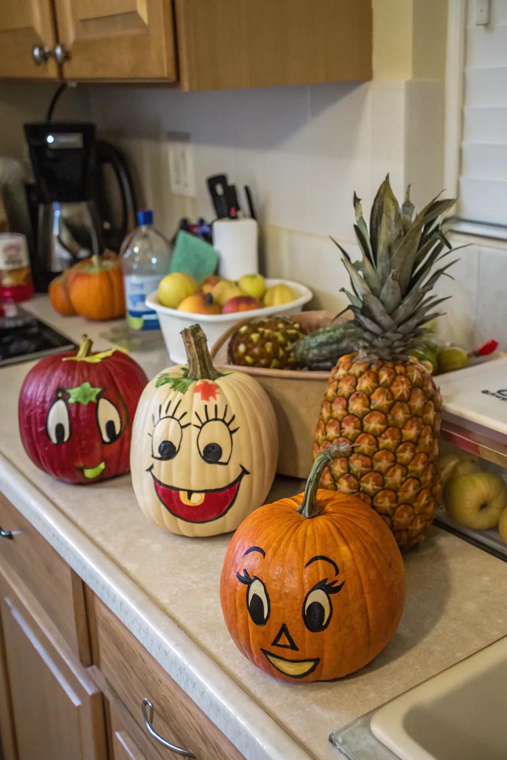 Funky edible mimics infuse a spirited, surprising twist to Halloween pumpkin decoration.
