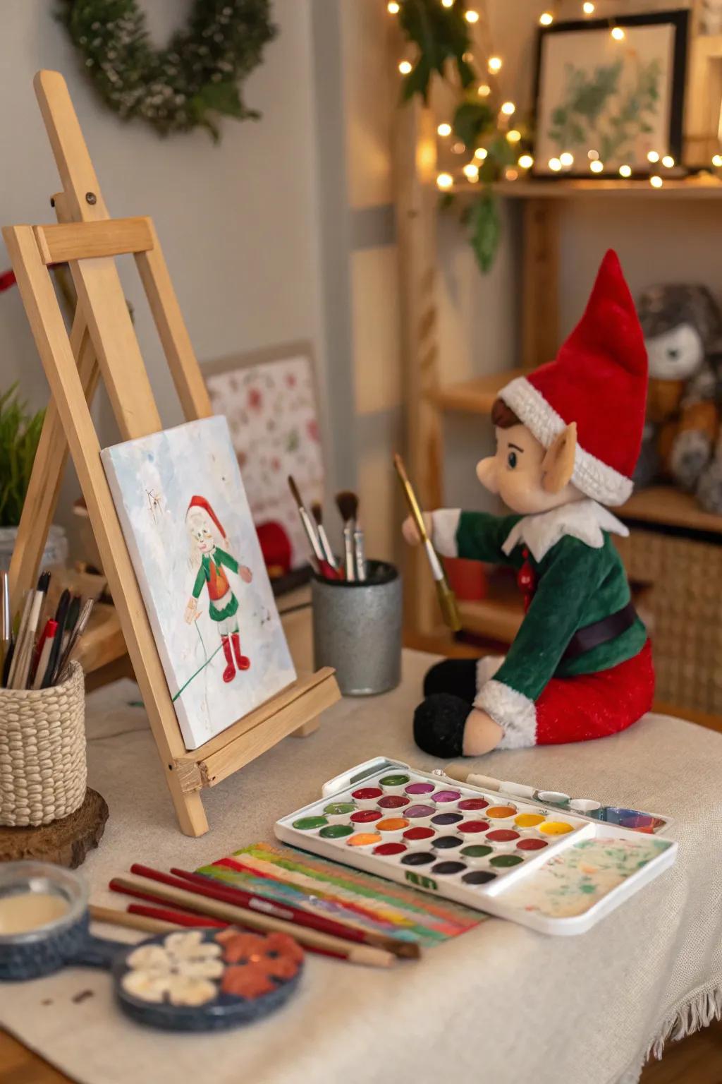Cultivate creativity through an elf artistic corner.