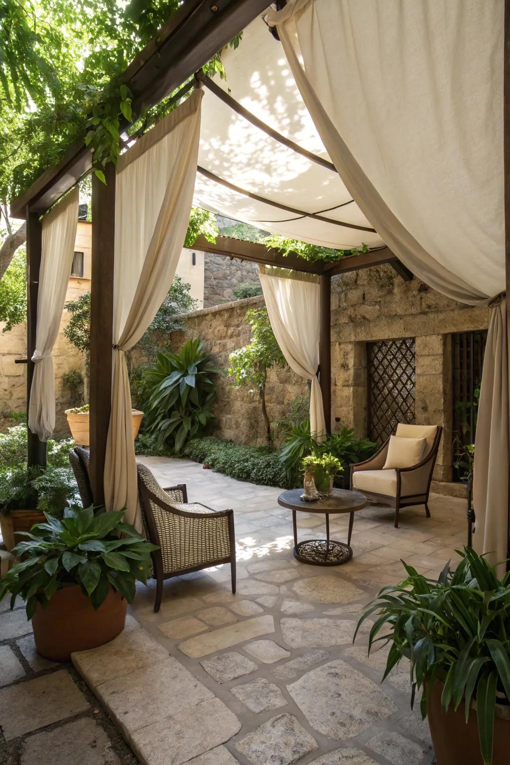 Stay cool with shade solutions like canopies or awnings.