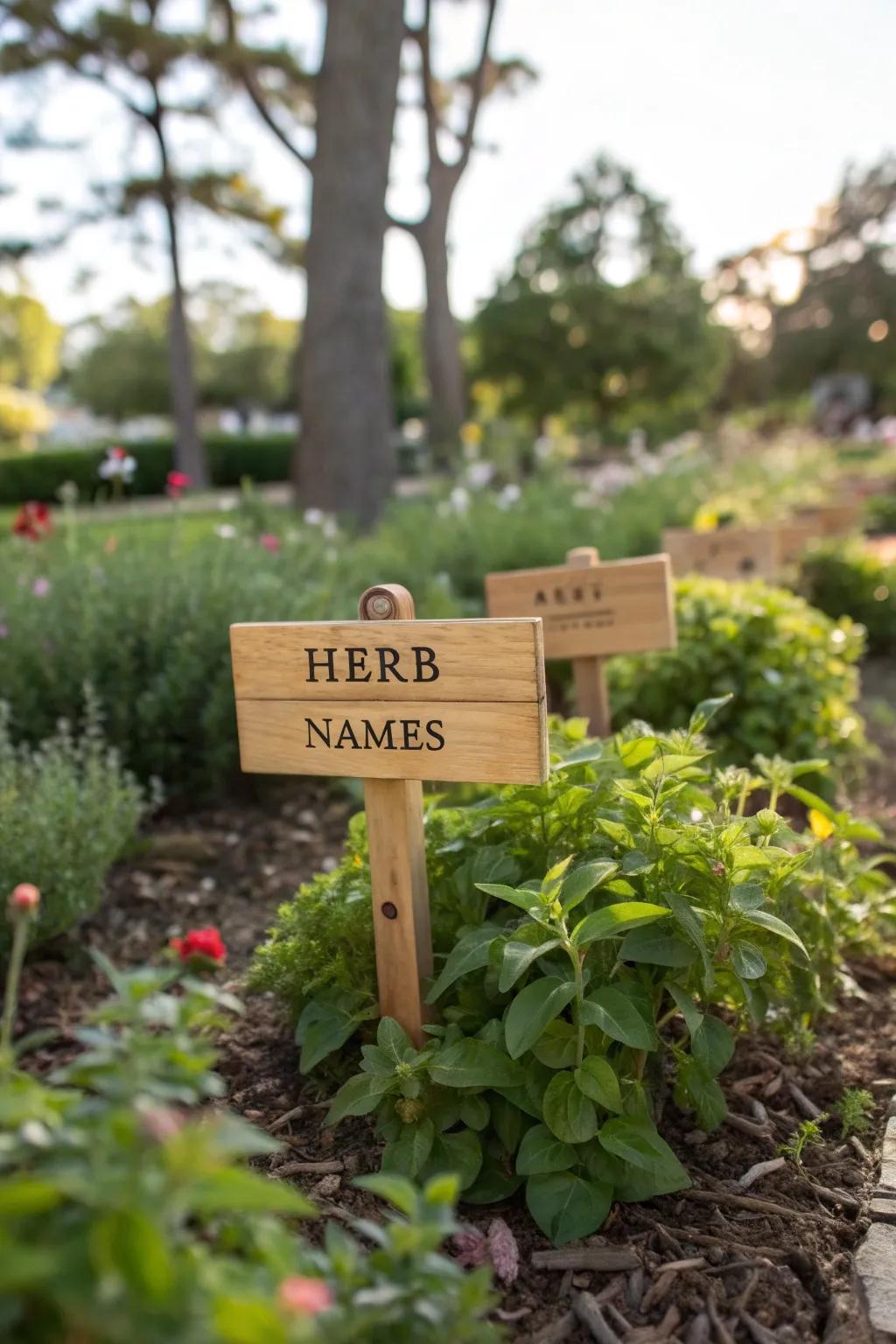 Etched flora markers are a stylish and practical addition to any garden.
