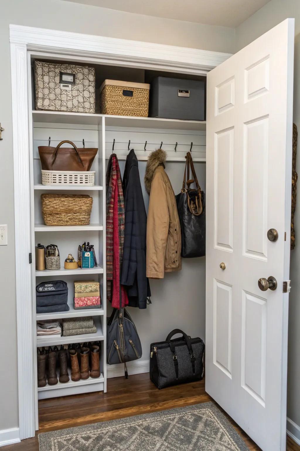 Make the most of available storage by using the area behind the door.