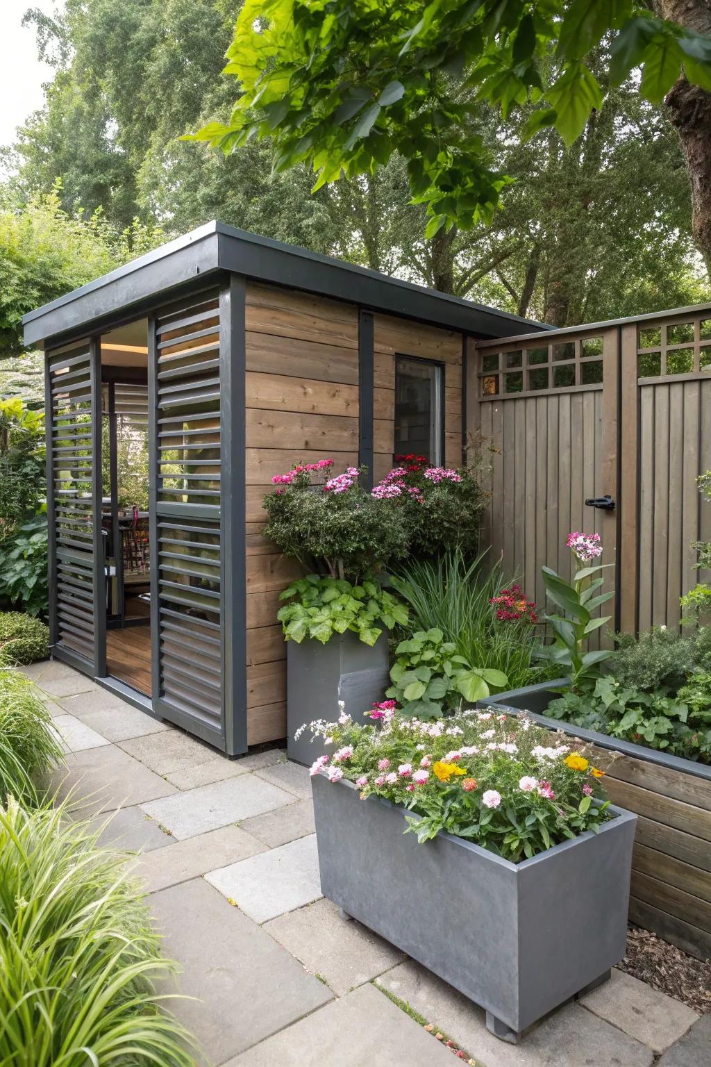 Metallic accents infuse a streamlined, modern touch.