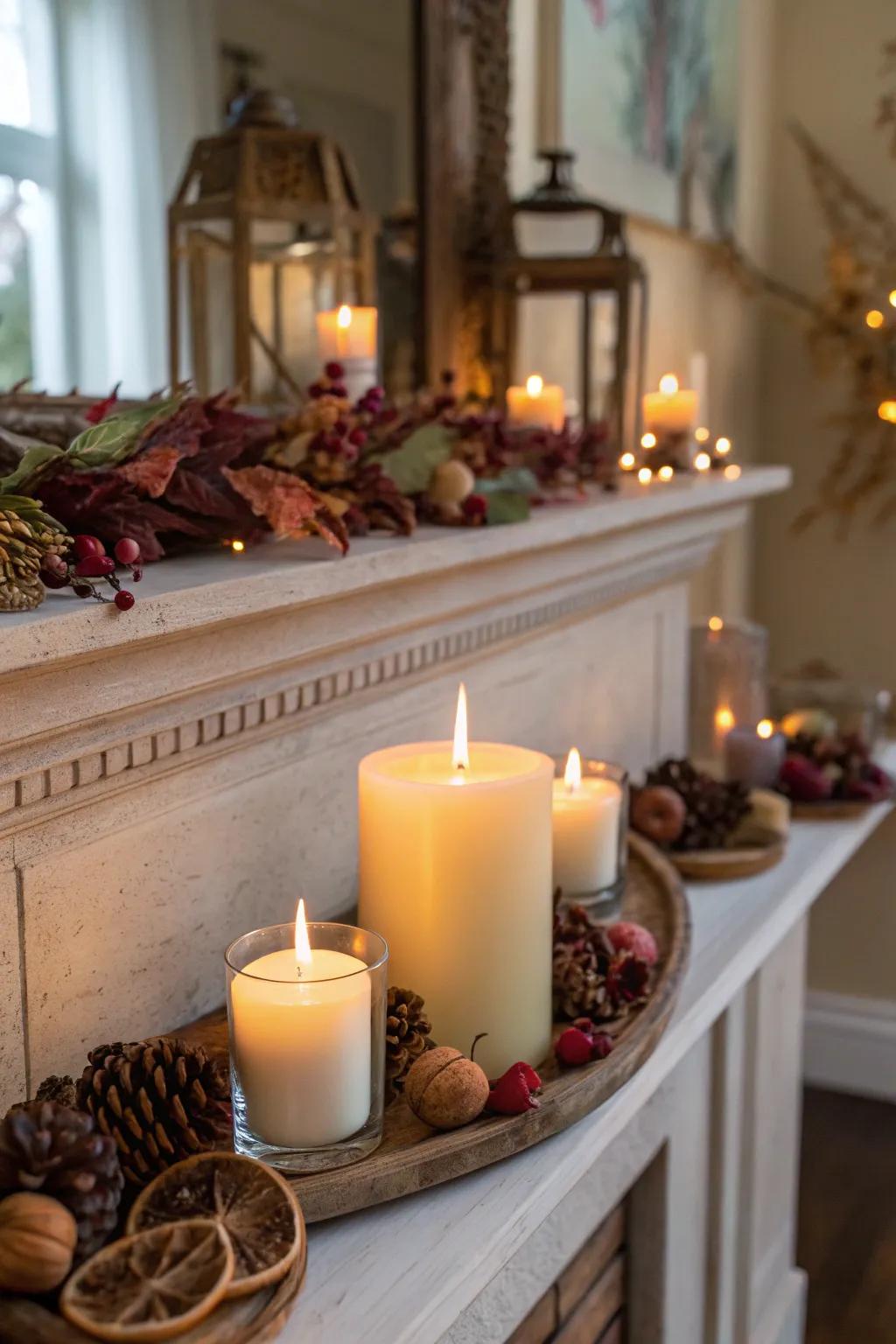 A fall mantel infused with melts and spiced blends.