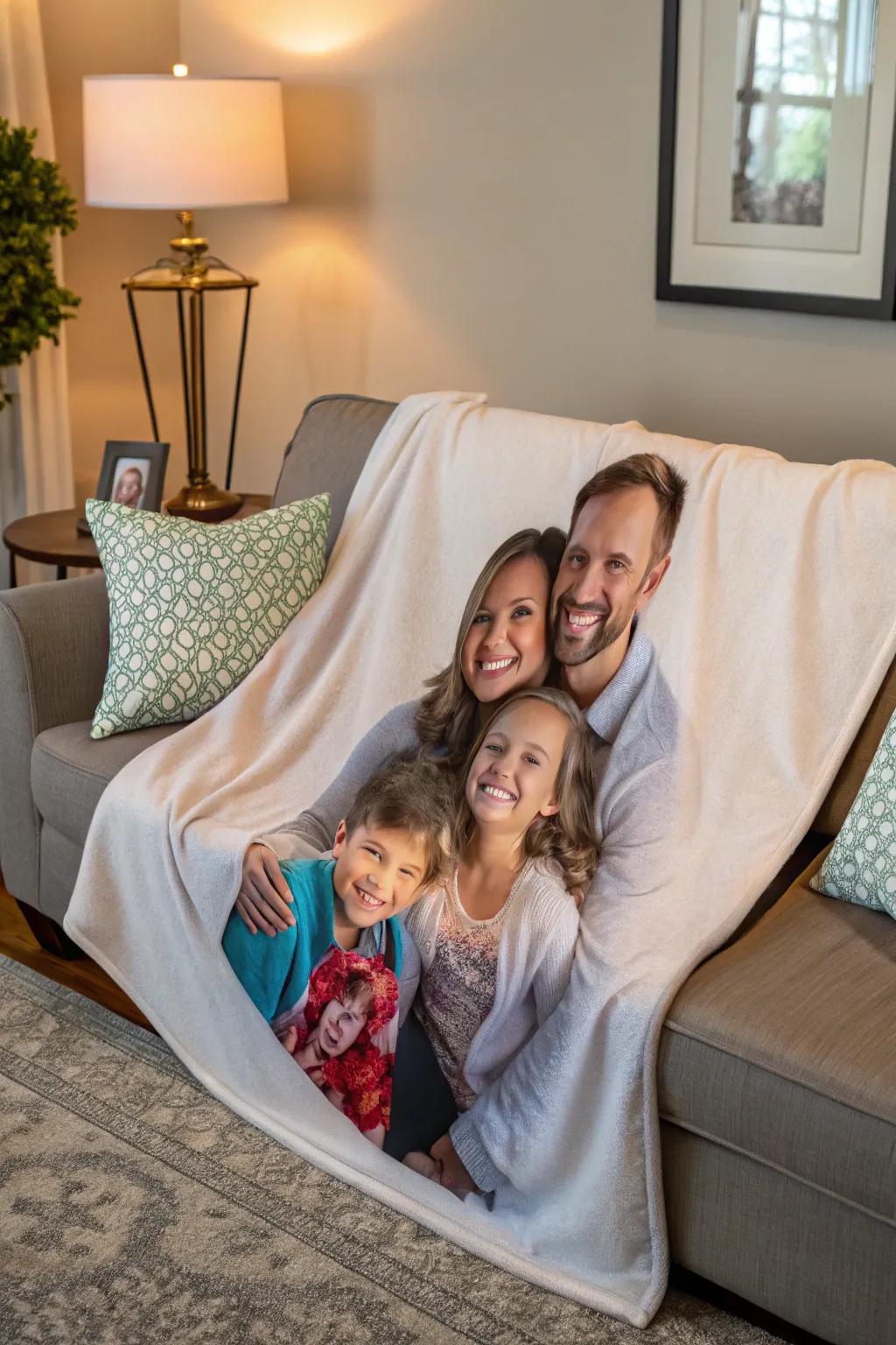 Remain snug and sentimental with an individualized family photograph blanket.