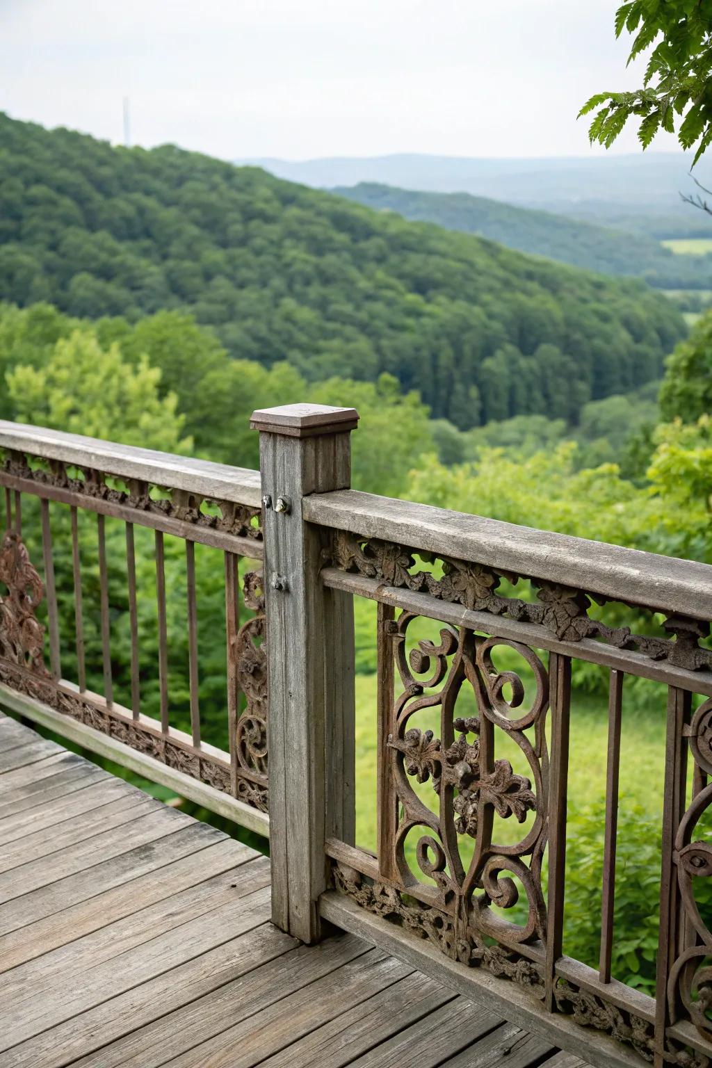 Artistic flair: Ornamental iron inserts in balustrade.