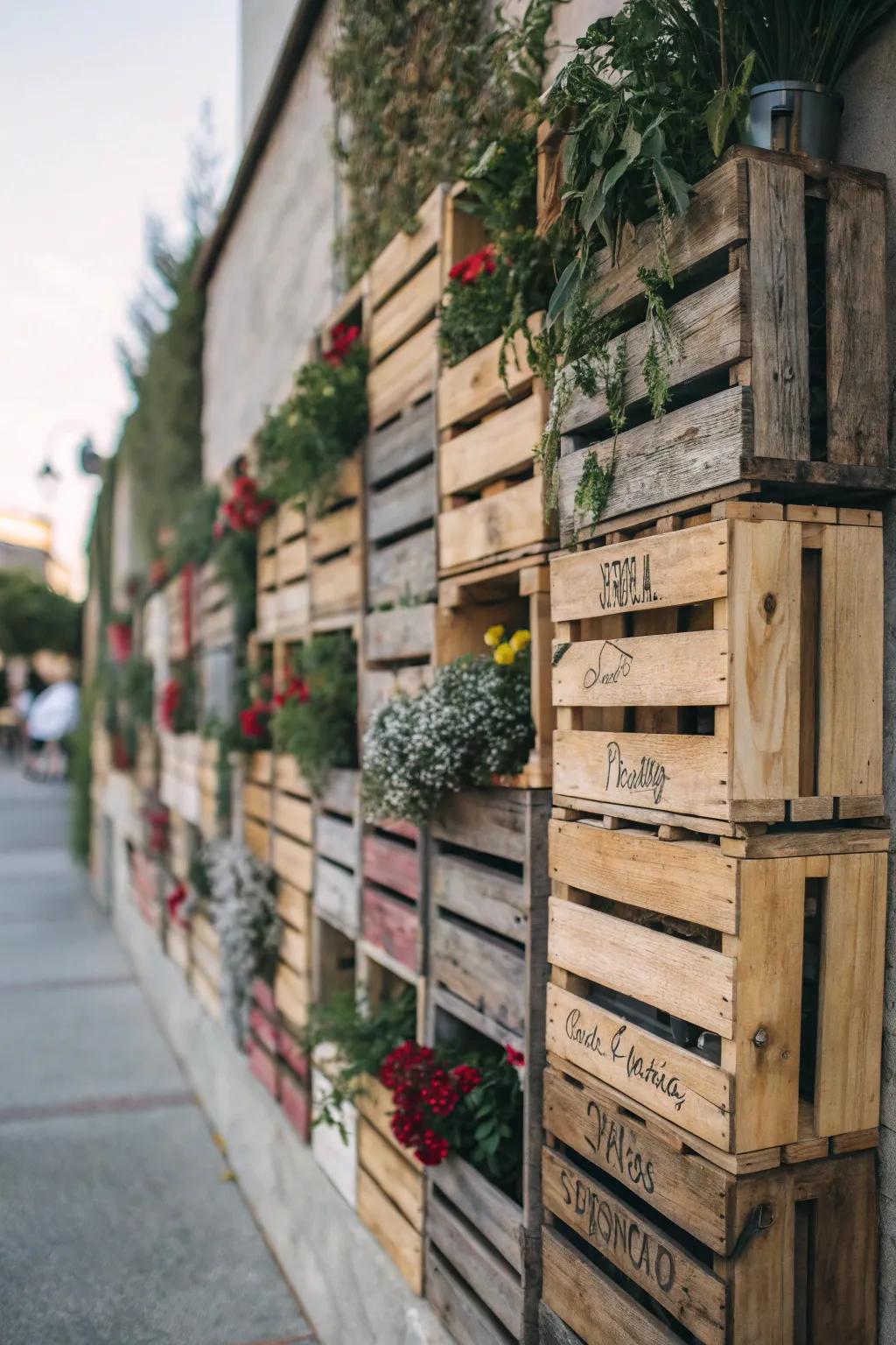 Introduce visual intrigue via container wall composition.