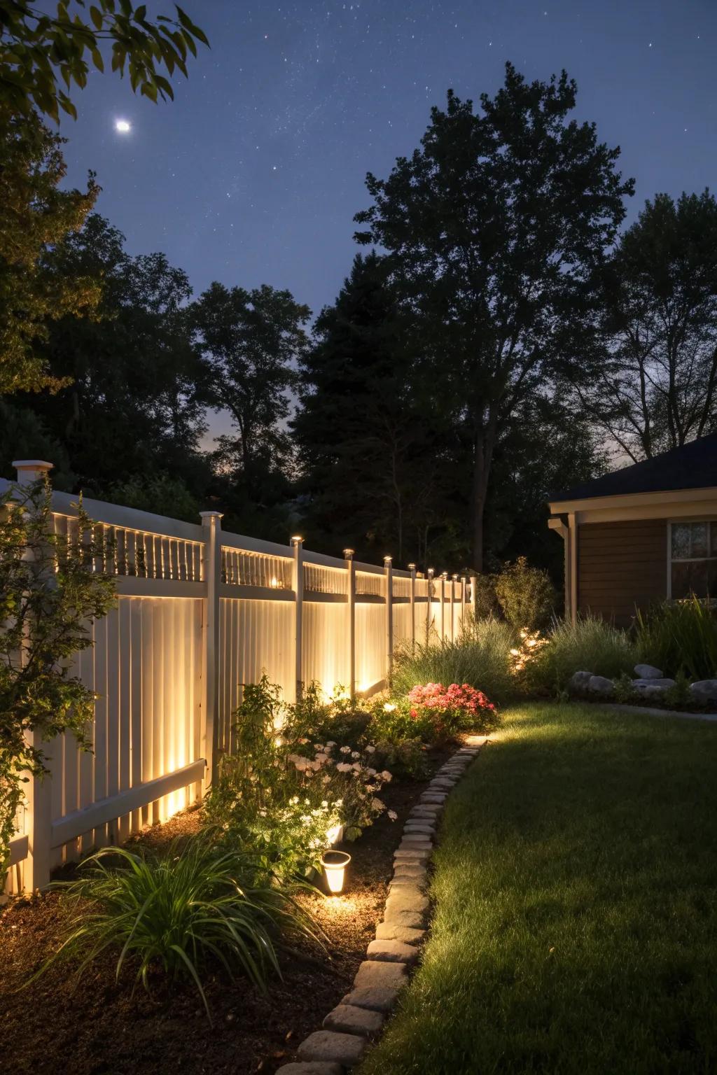 Under-fence lighting subtly enhances your outdoor space.