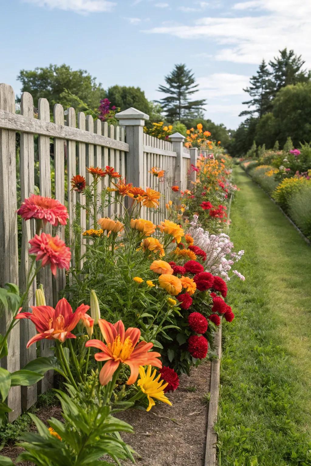 Blooming by season ensures your fence perimeter remains colorful all year.