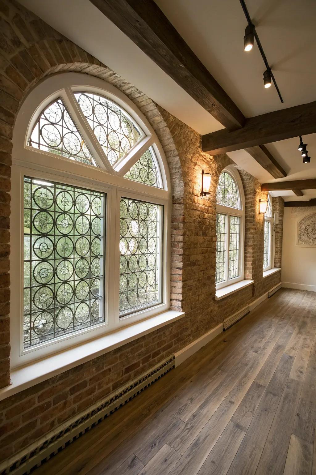 Custom window forms offer unique architectural interest.