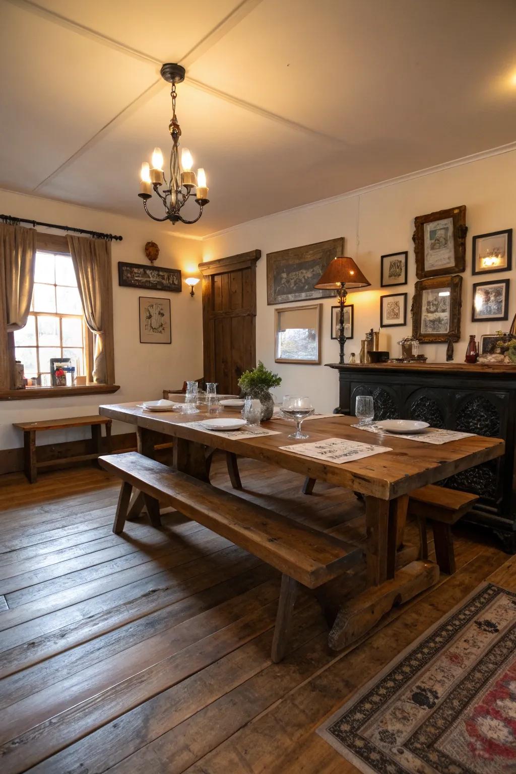 Salvaged wood floors tell a story and add unique character.