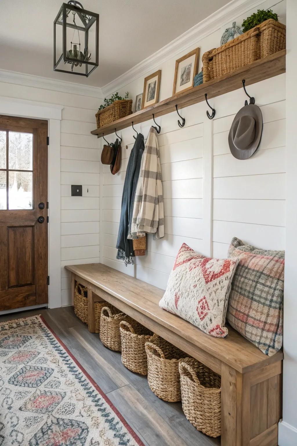 A provisional entryway using smart furniture layout.