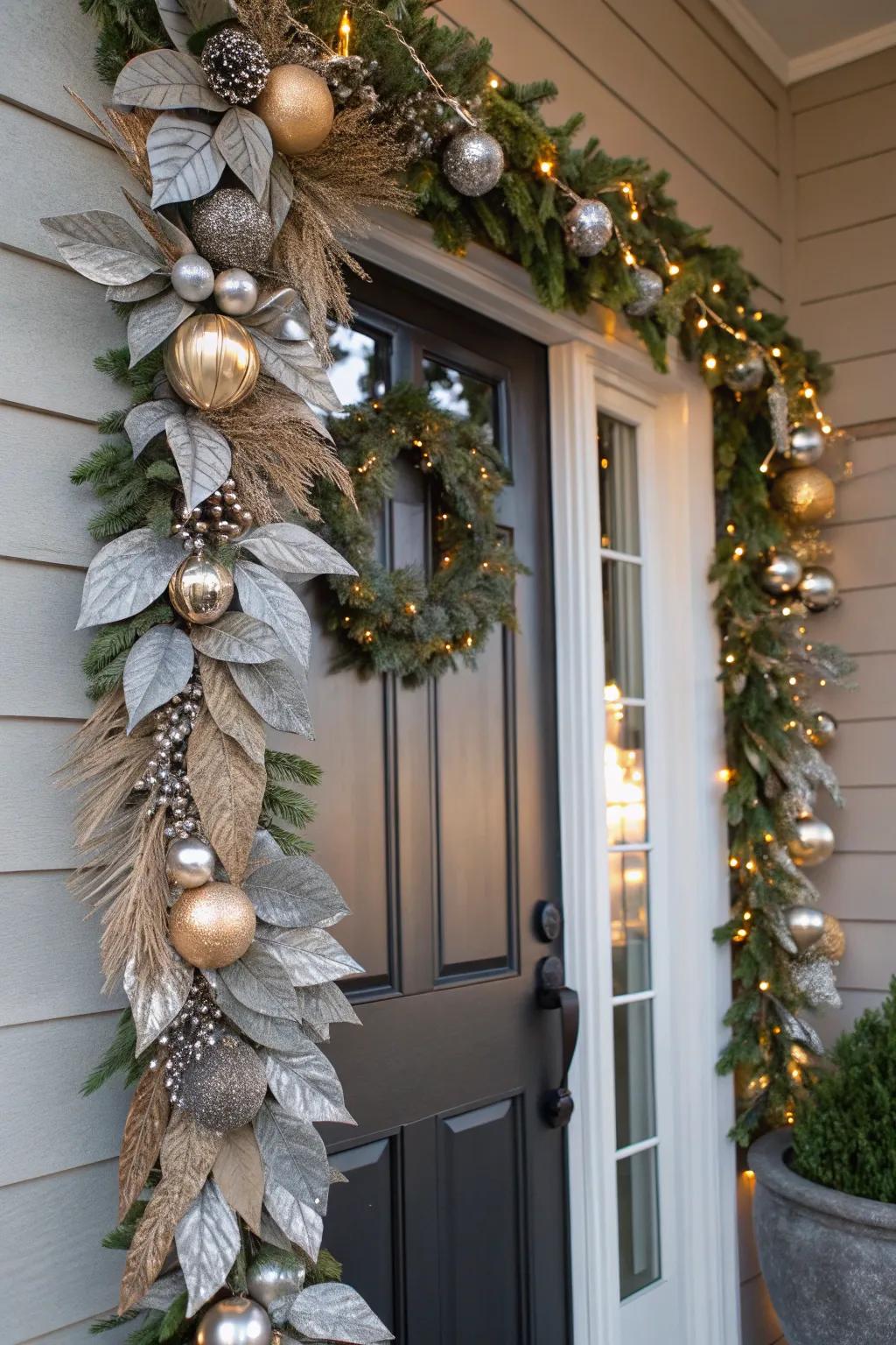 Metallic details introduce a hint of glam to your garland.