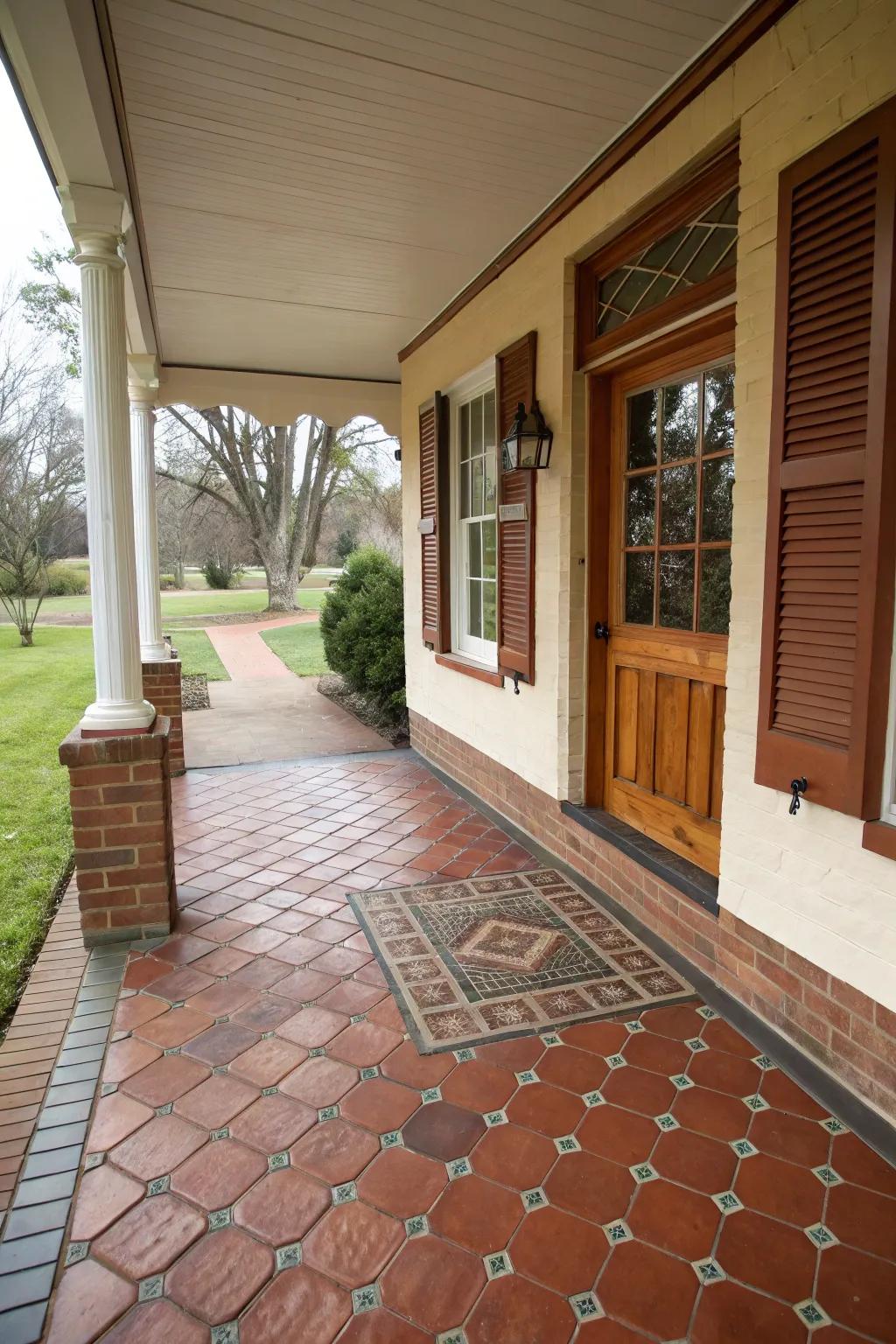Quarry tiles are a durable and ageless option for any porch.