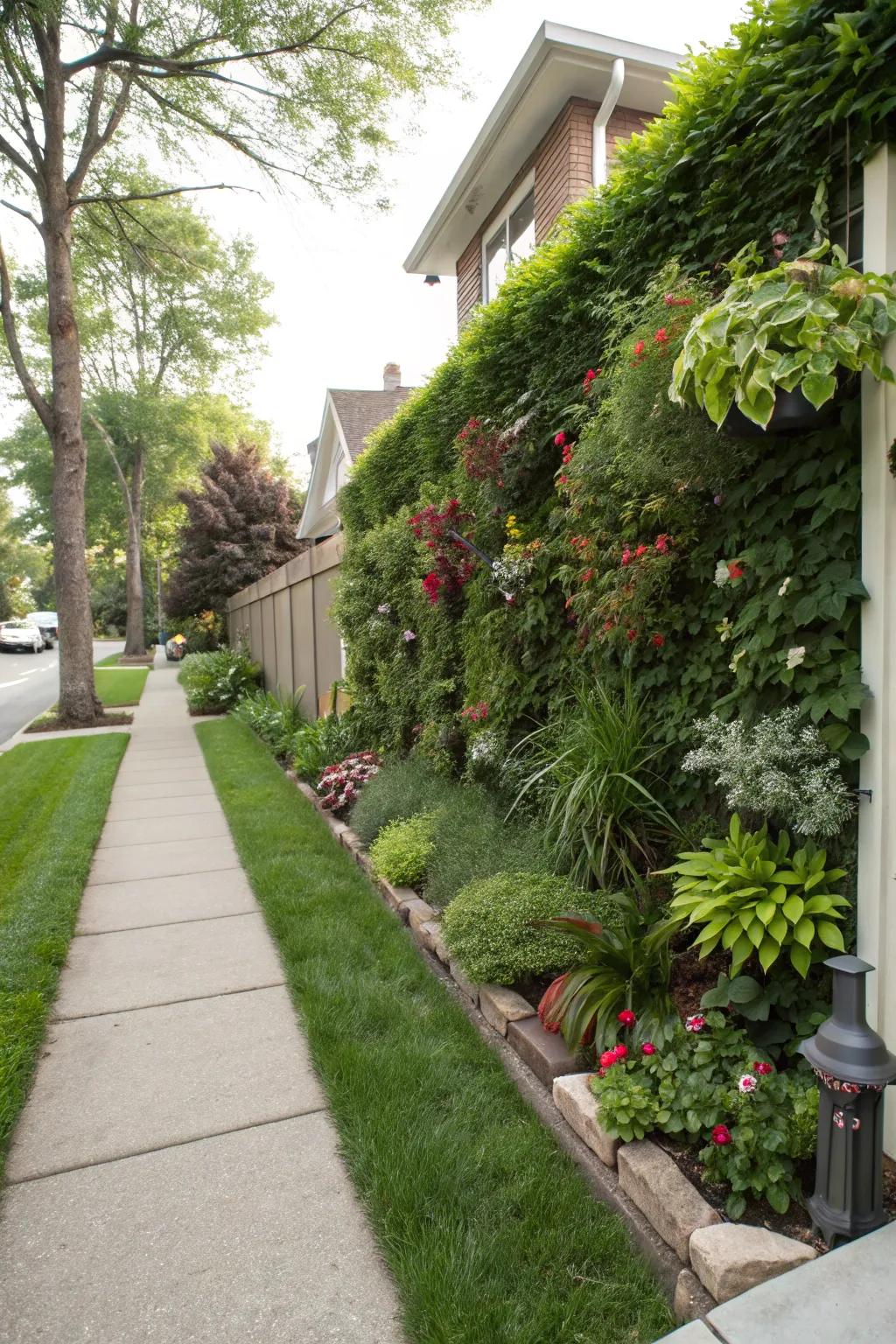 Vertical gardens add height and make efficient use of space.