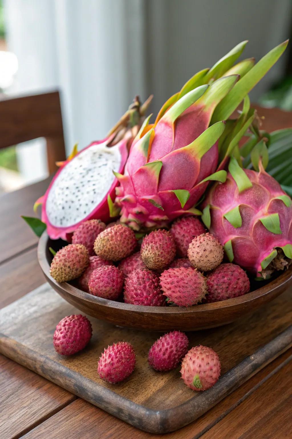 An exotic fruit presentation that exudes opulence and sophistication.